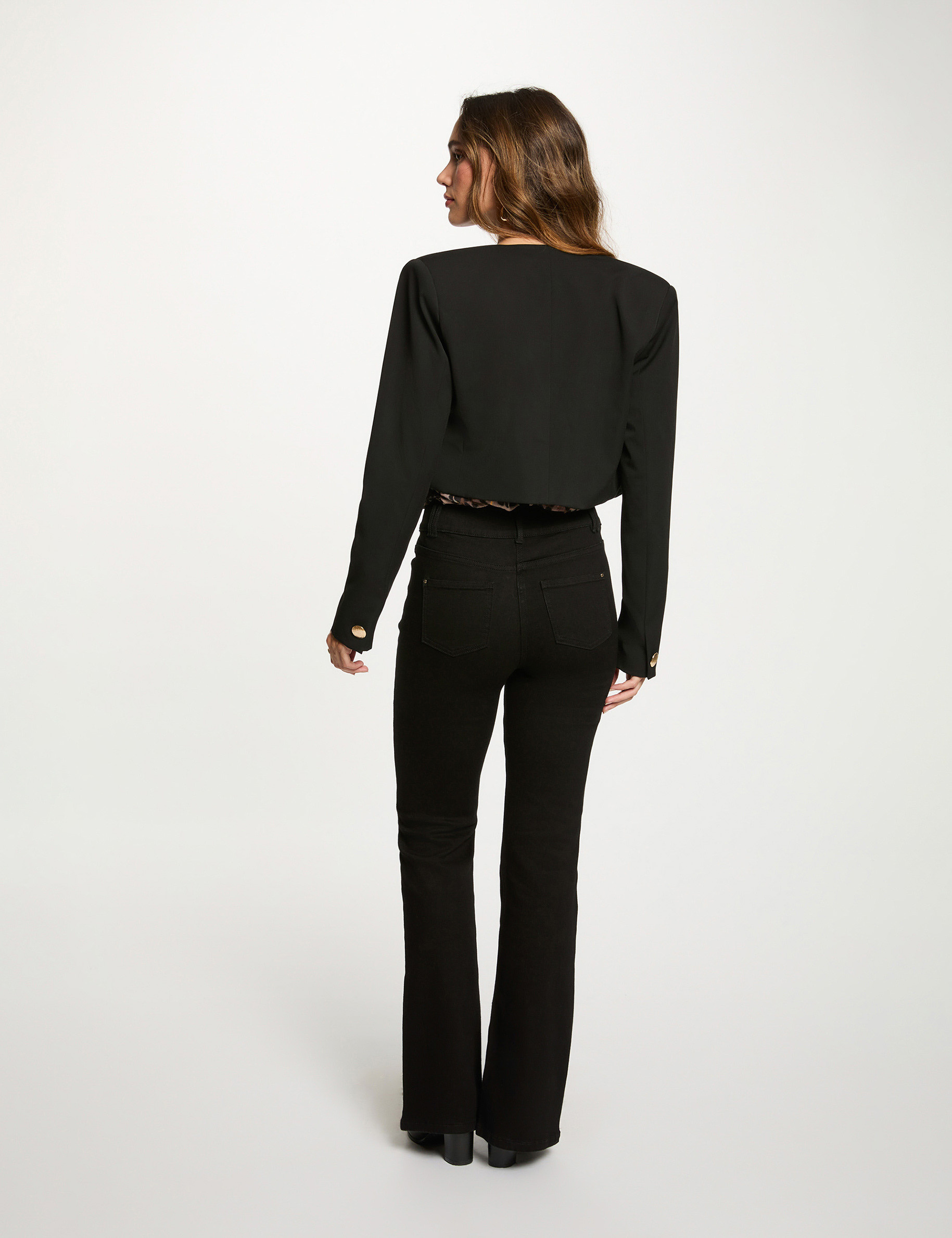 Veste courte sans manches noir femme
