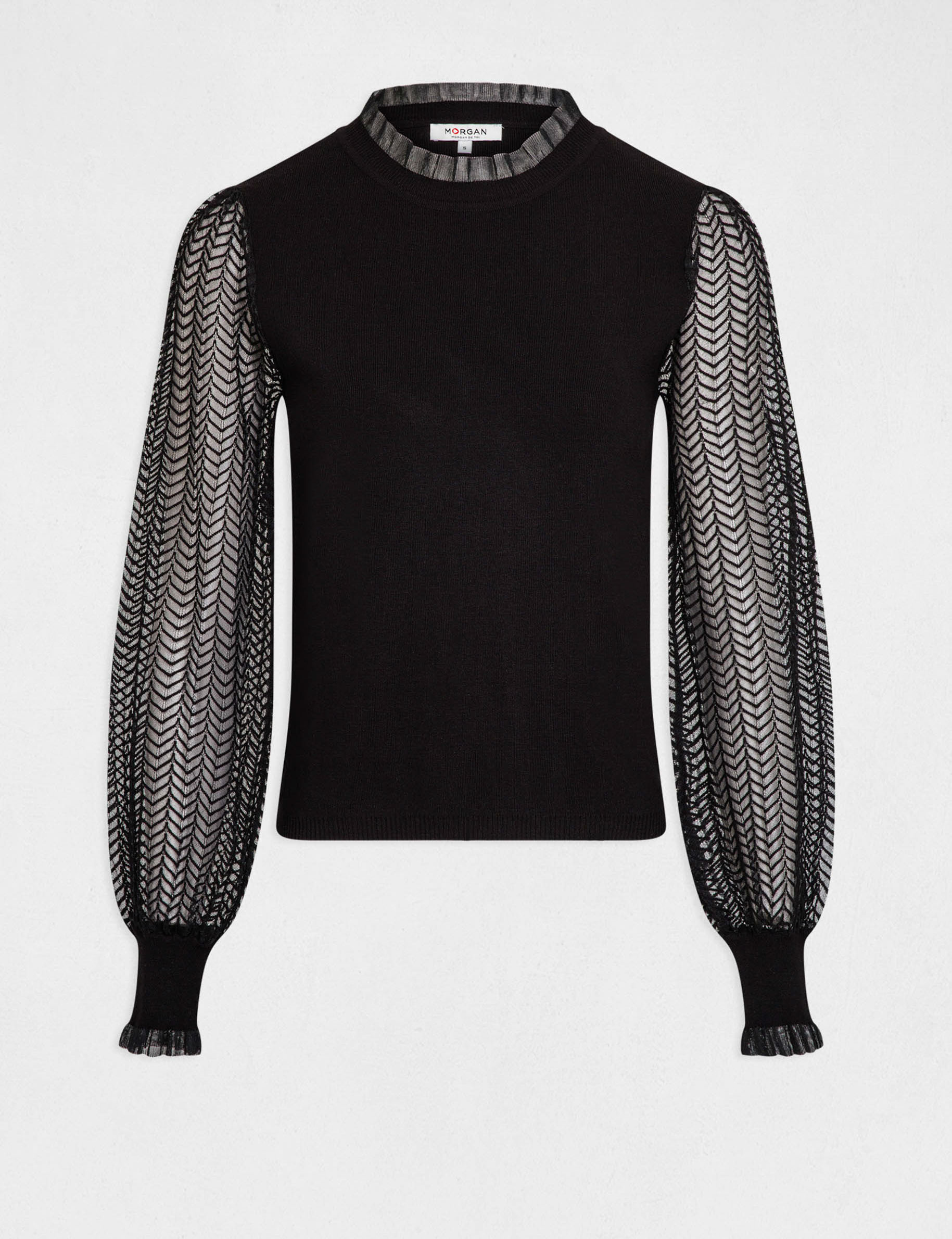 pull manches longues a dentelle noir femme Pull manches longues à dentelle noir femme