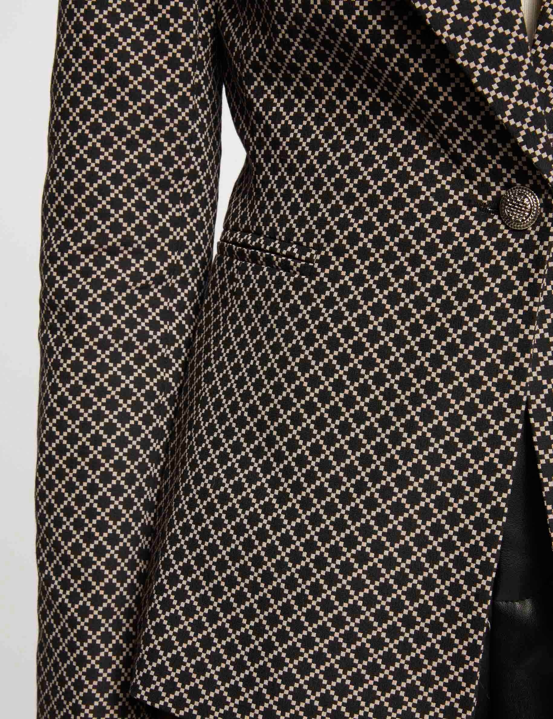 veste city cintree imprime geometrique noir femme Veste city cintrée imprimé géométrique noir femme