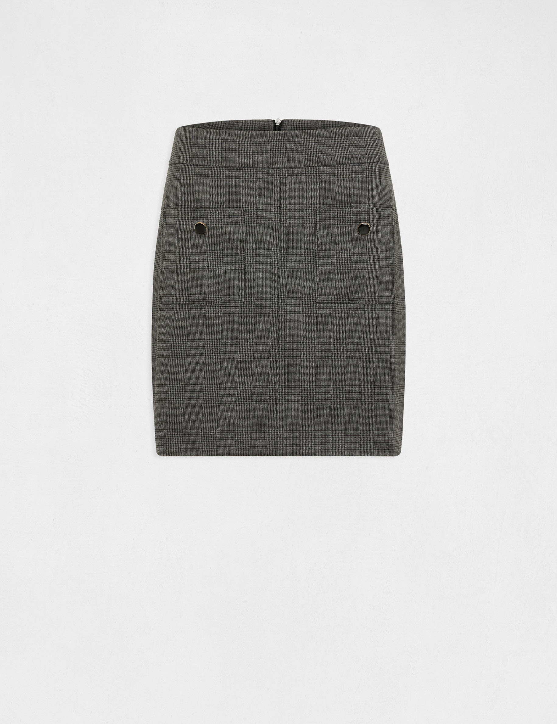 Jupe droite carreaux gris anthracite femme Morgan
