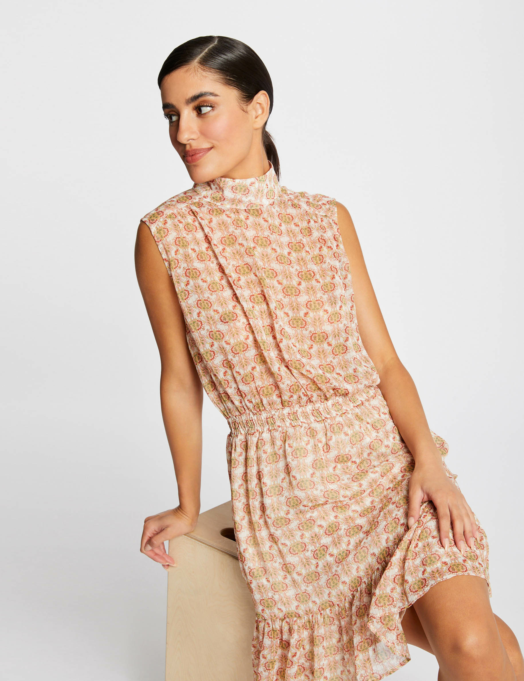 Image of Robe droite imprimé abstrait multico femme