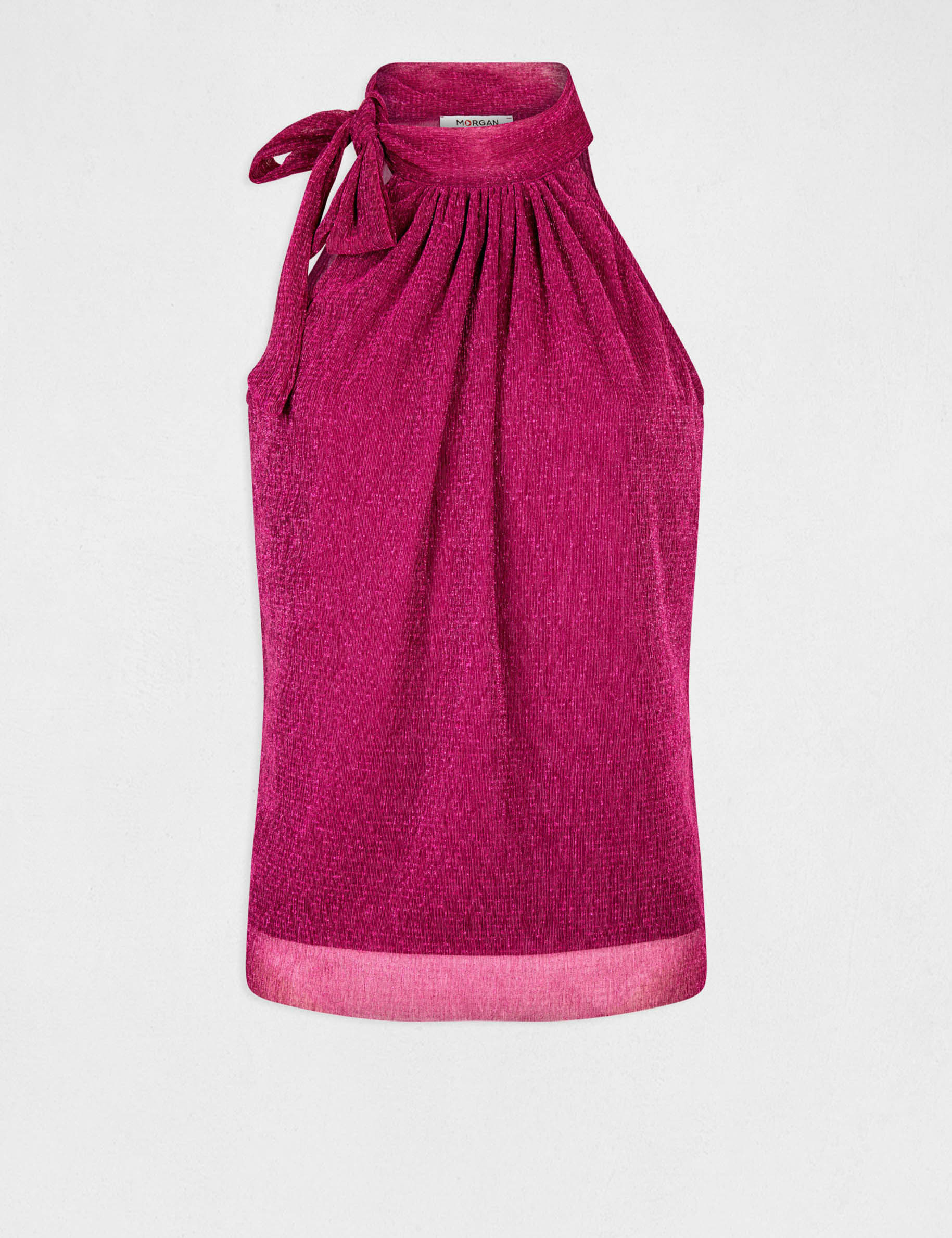 Débardeur encolure américaine avec noeud rose femme Débardeur encolure américaine avec noeud rose femme