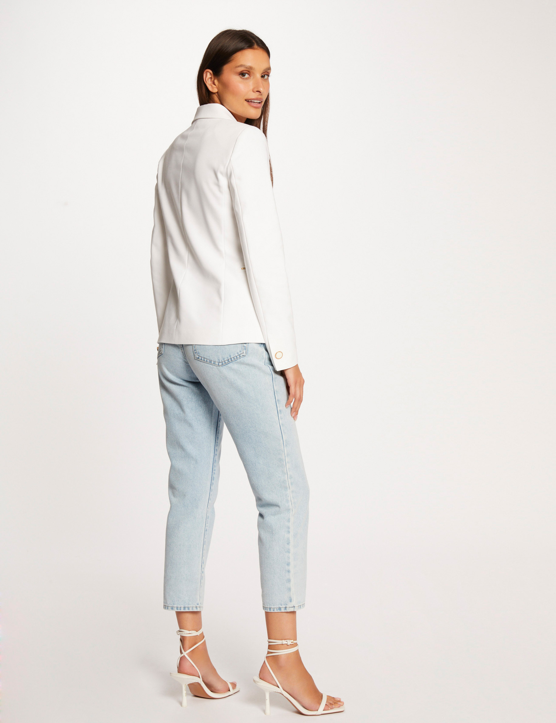 veste city cintree details zippes ecru femme Veste city cintrée détails zippés ecru femme