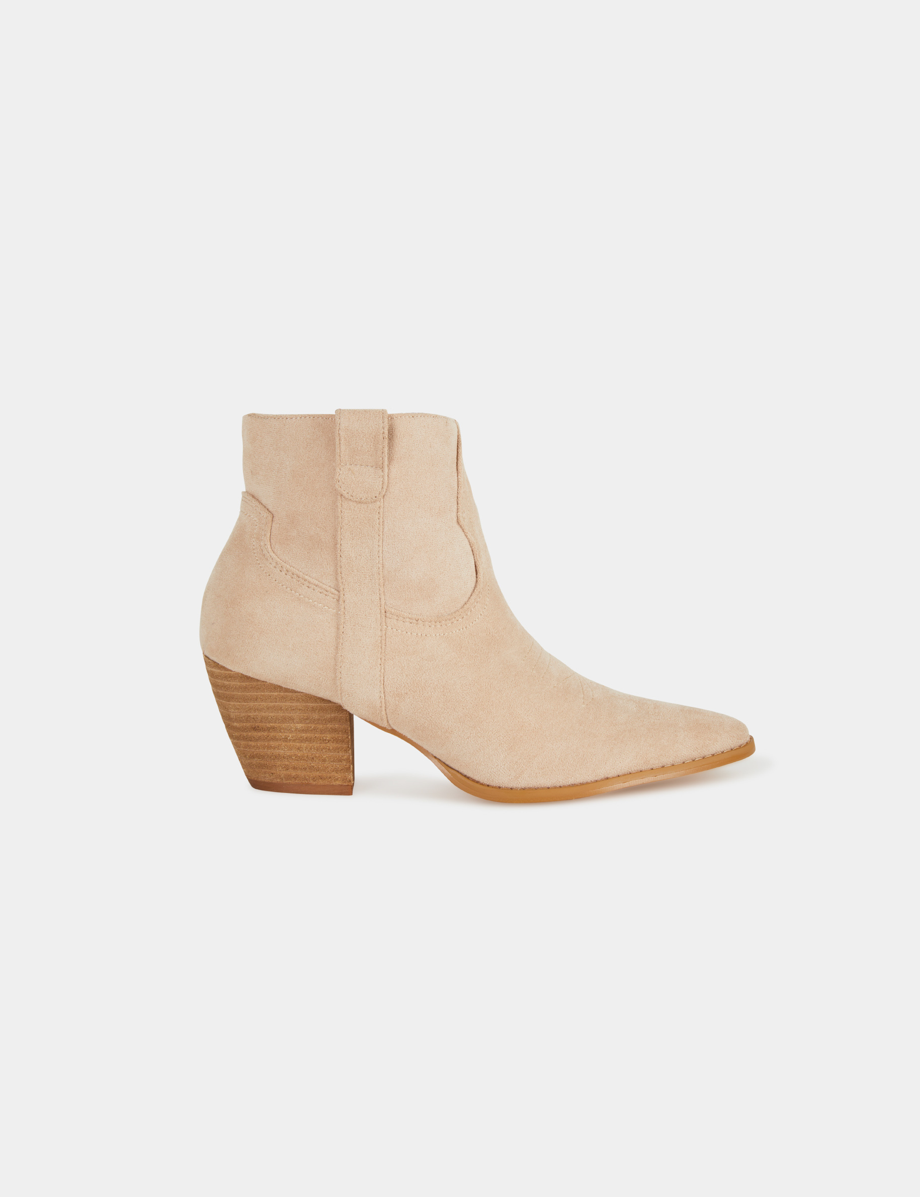 Bottines western à talons beige femme