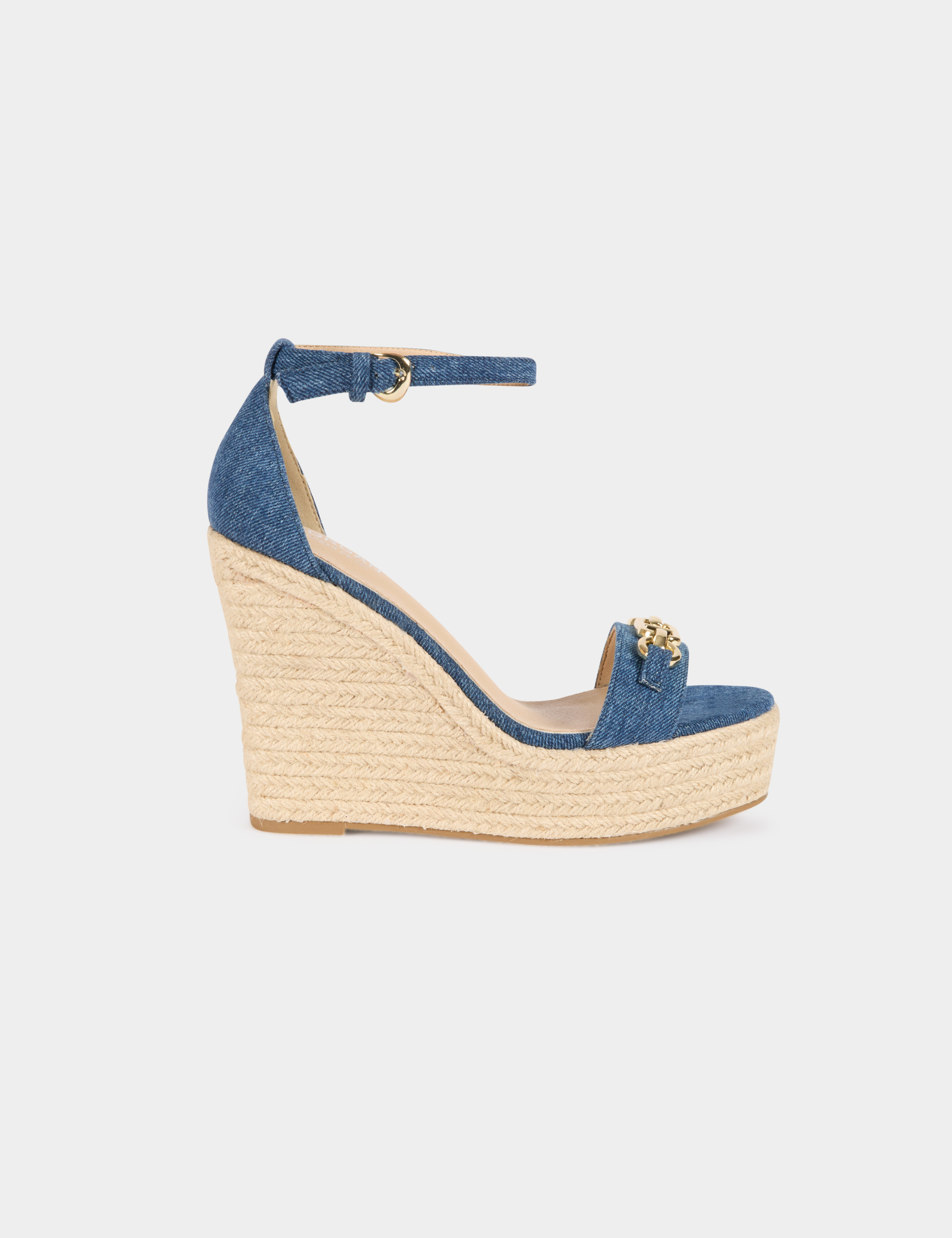 Compens&eacute;es &agrave; talon denim stone femme