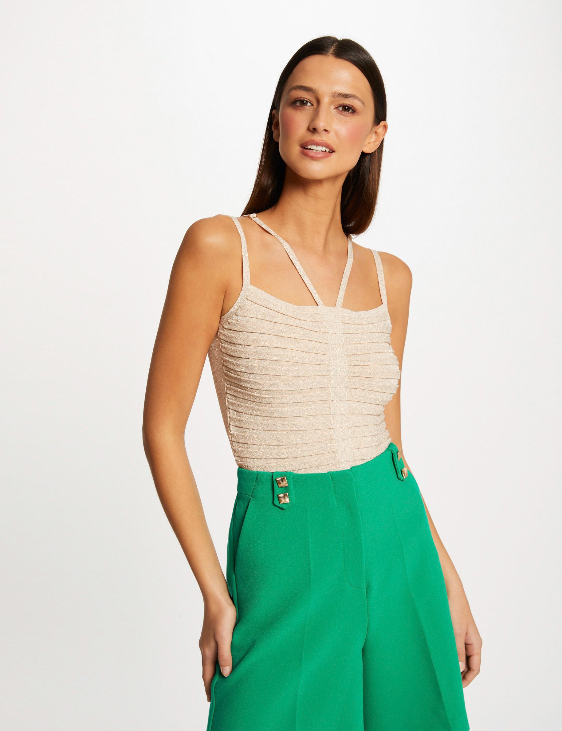 Image of Débardeur pull à bretelles vieux rose femme