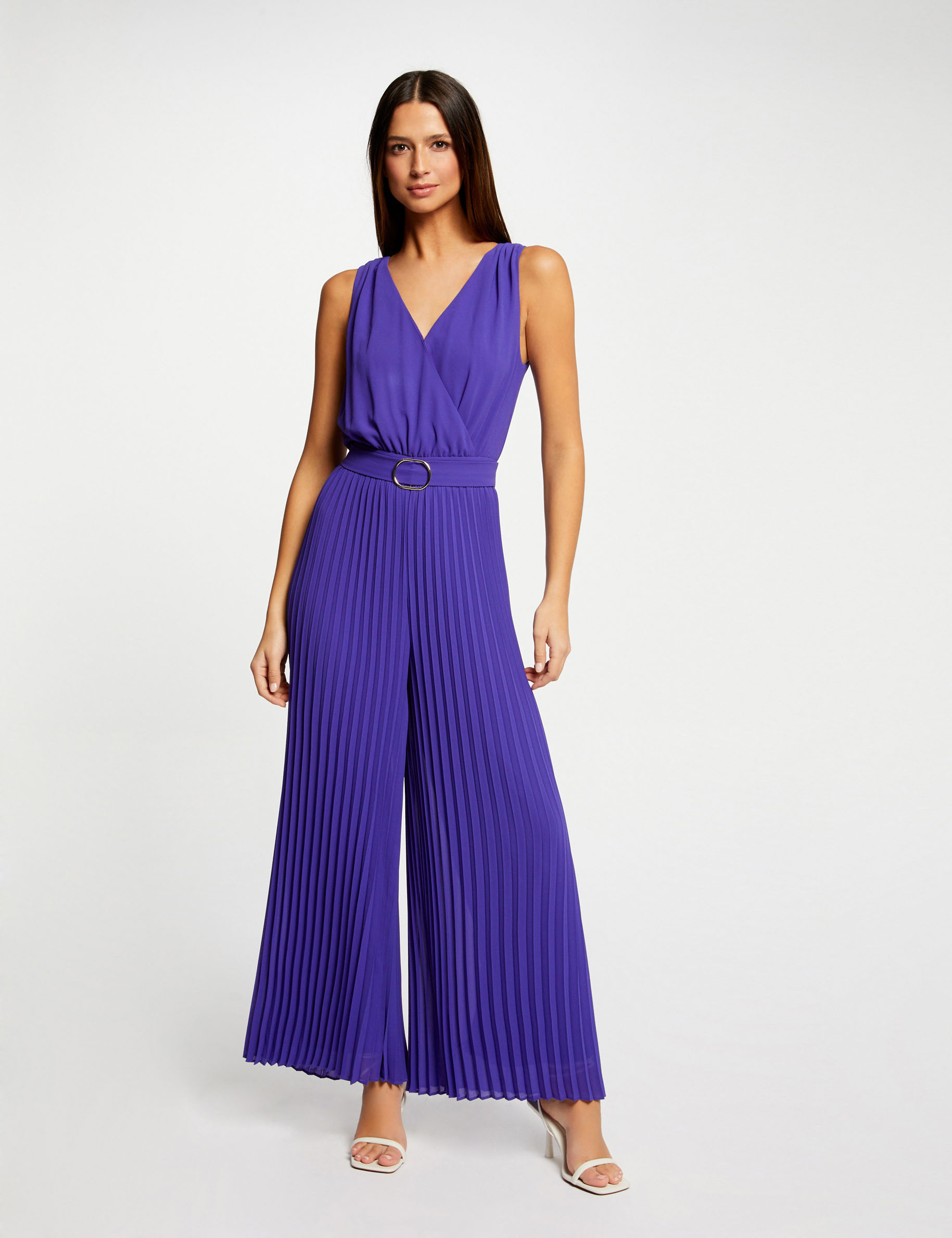 Combinaison ample à jambes plissées violet fonce femme