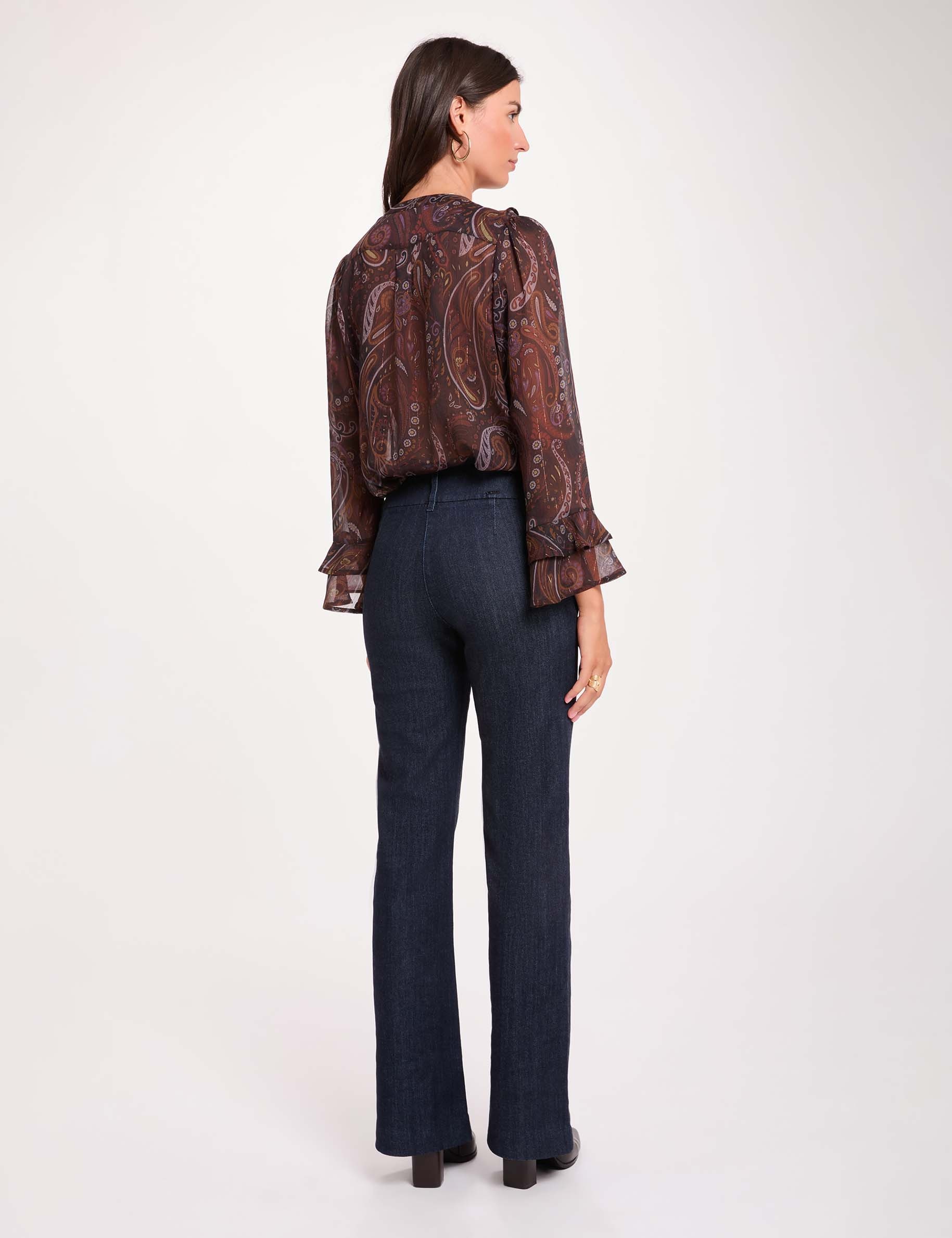 Jean bootcut ceinture bleu femme