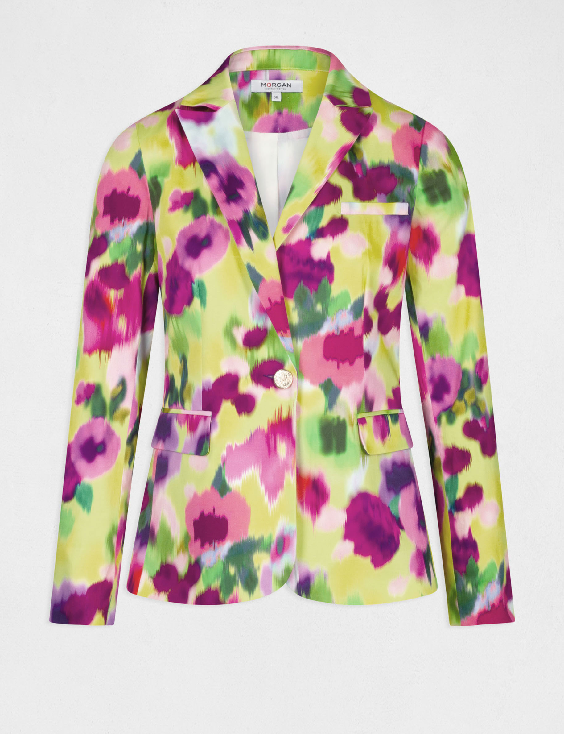 Veste cintrée satin imprimé abstrait multico femme