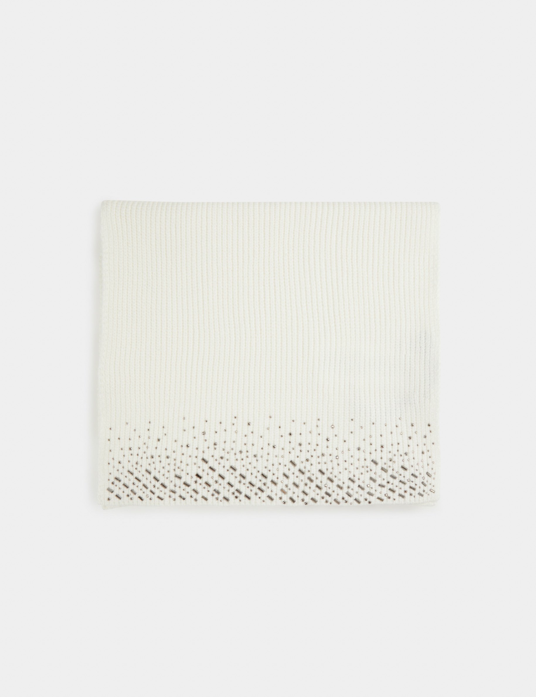 echarpe tricotee avec strass beige femme Écharpe tricotée avec strass beige femme