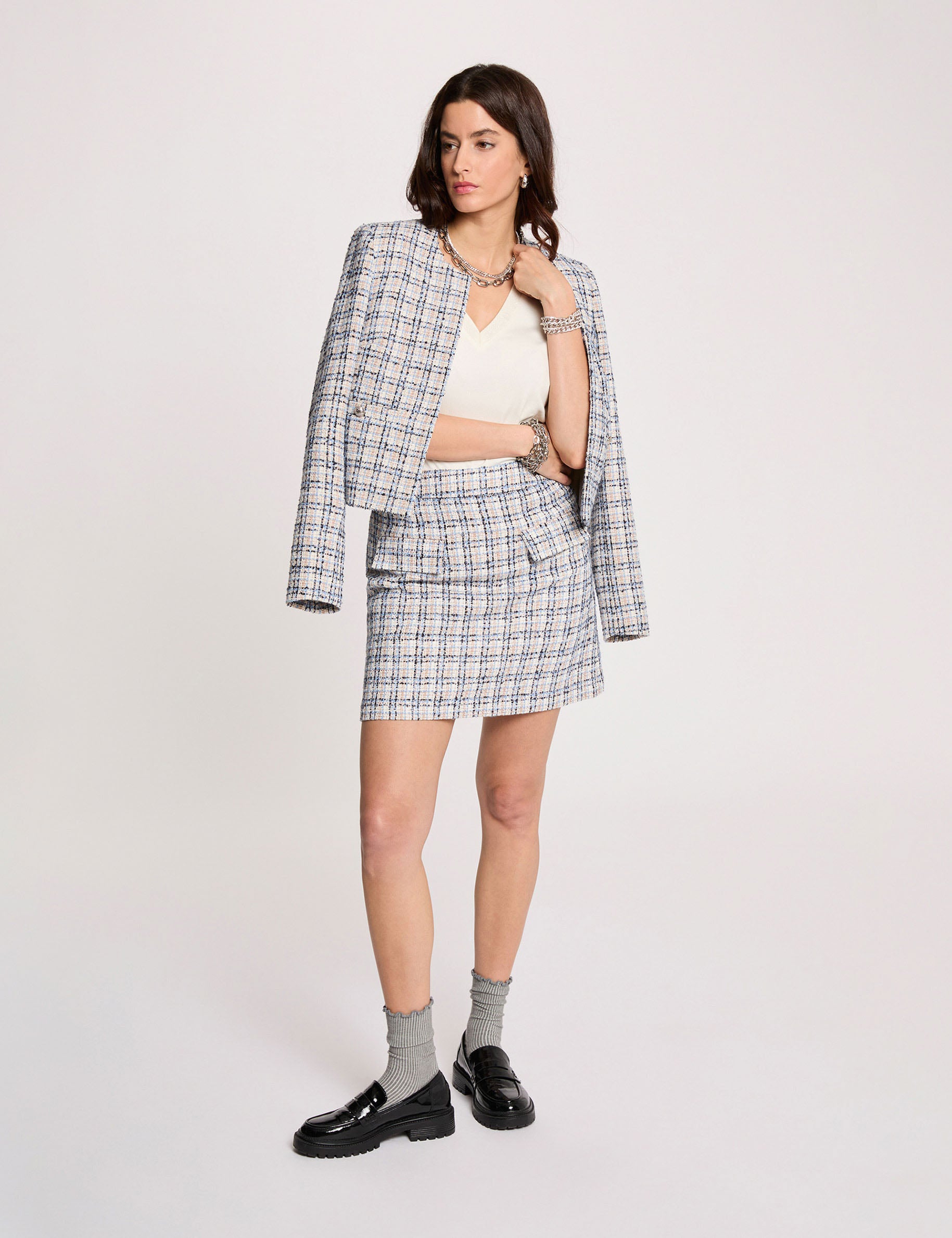 Jupe courte patineuse multicolore femme