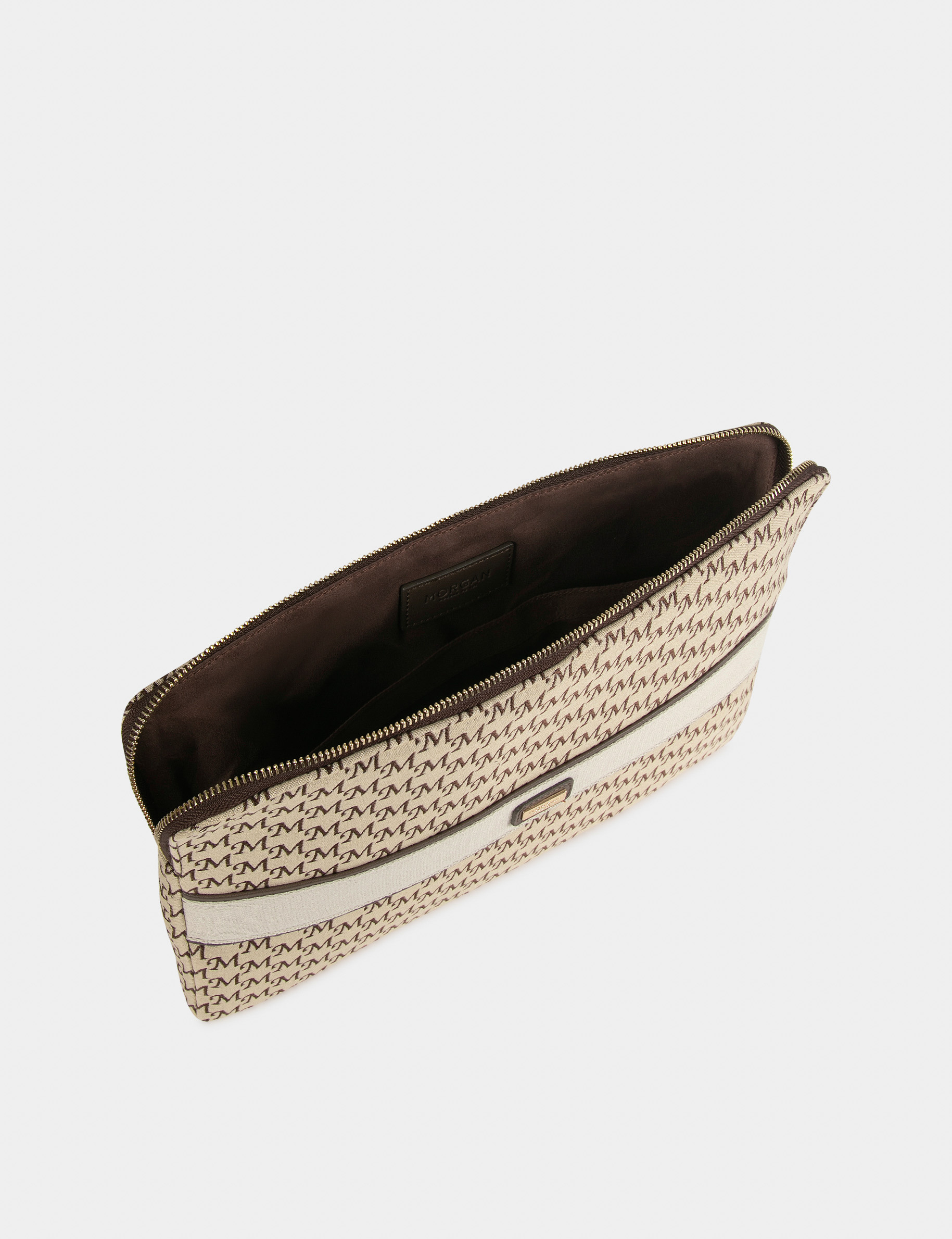 Pochette ordinateur imprimé monogramme beige femme Pochette ordinateur imprimé monogramme beige femme
