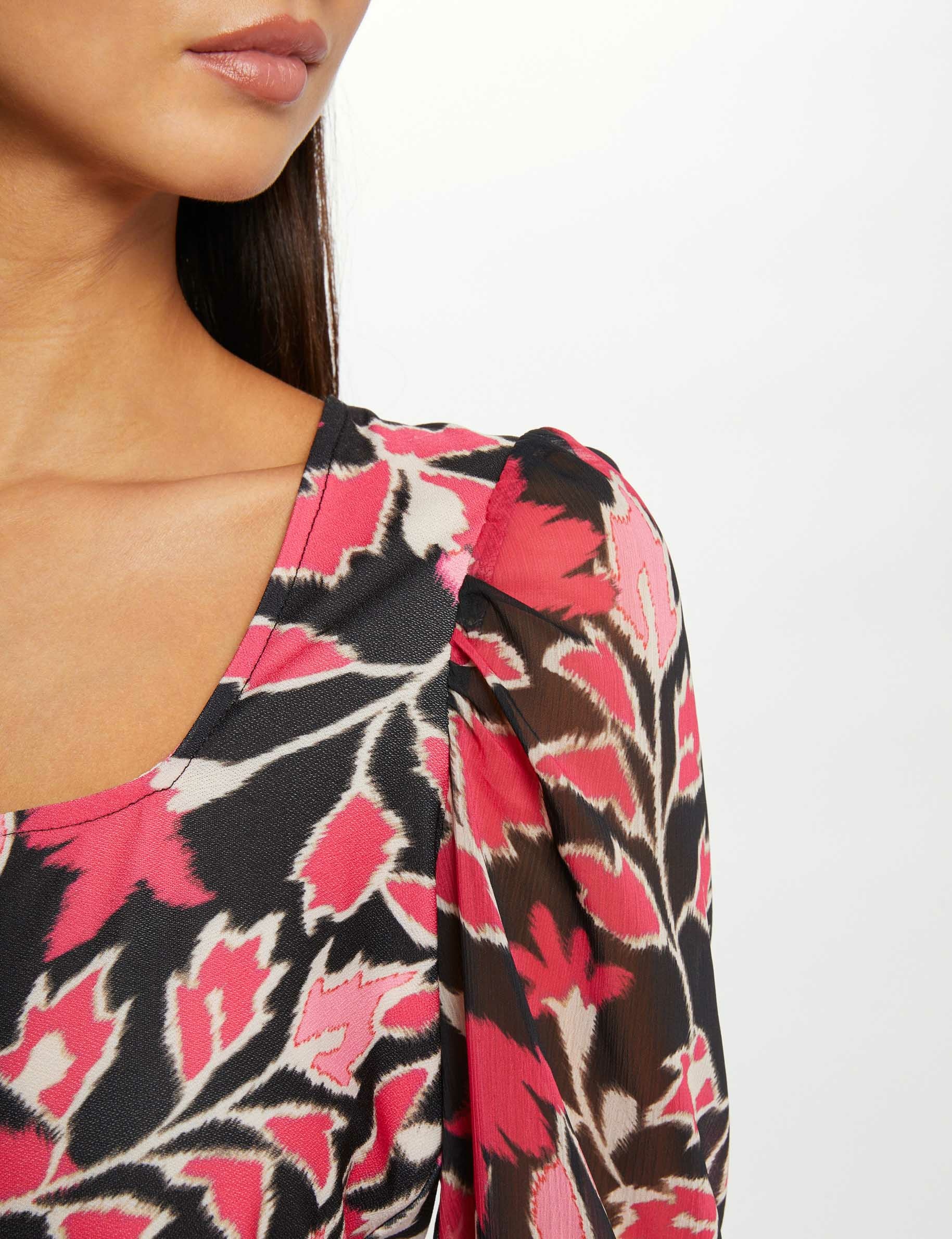 t shirt manches 34 imprime vegetal multico femme T-shirt manches 3/4 imprimé végétal multico femme