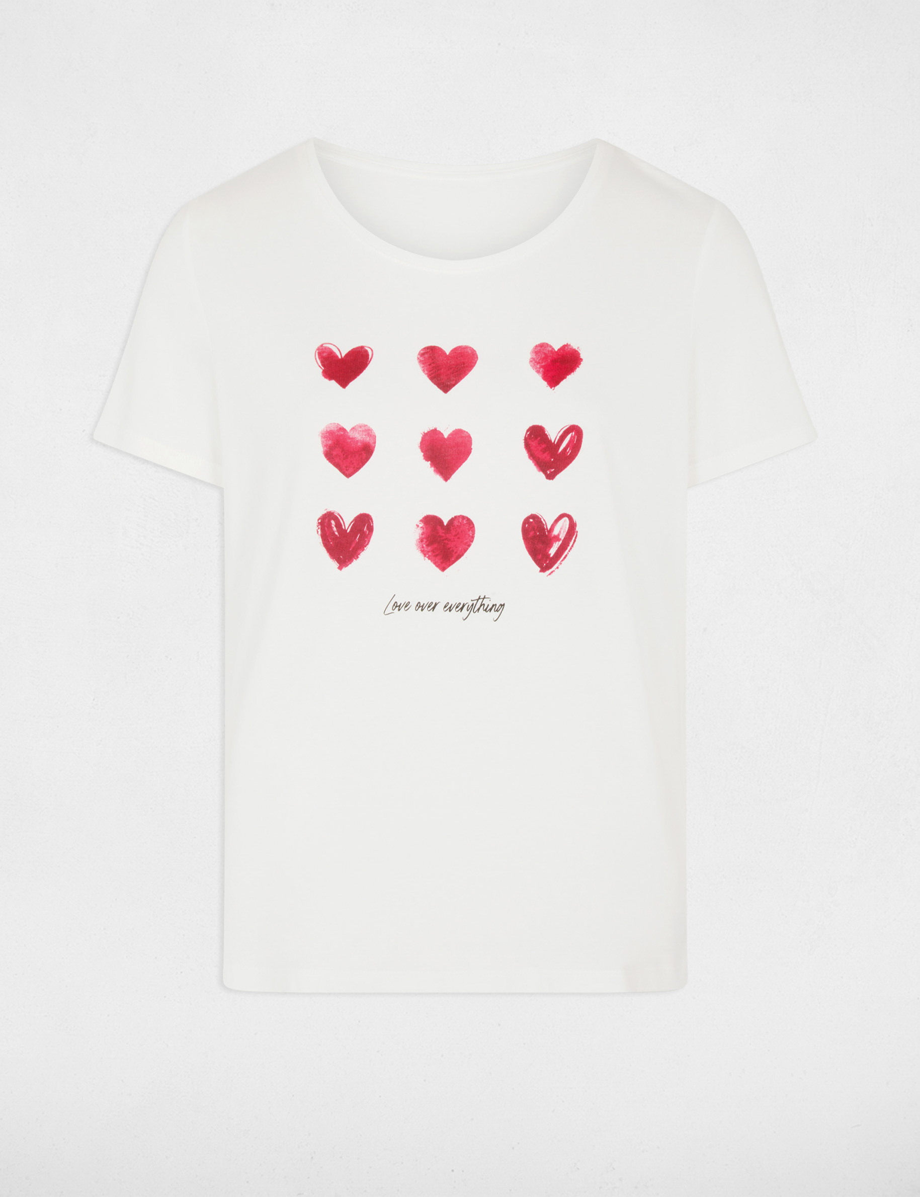 T-shirt col v manches courtes blanc femme