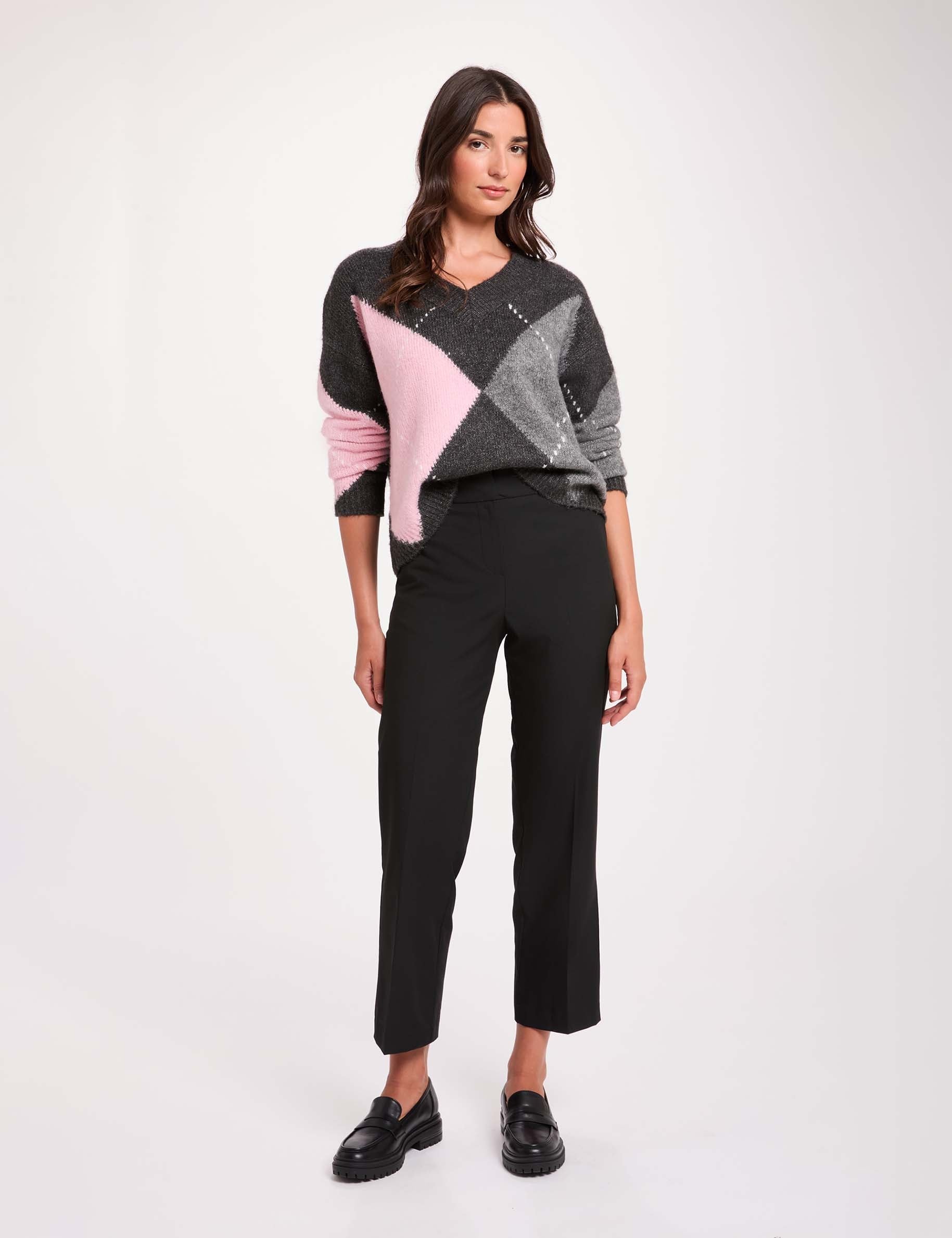 Pantalon cigarette slim noir femme