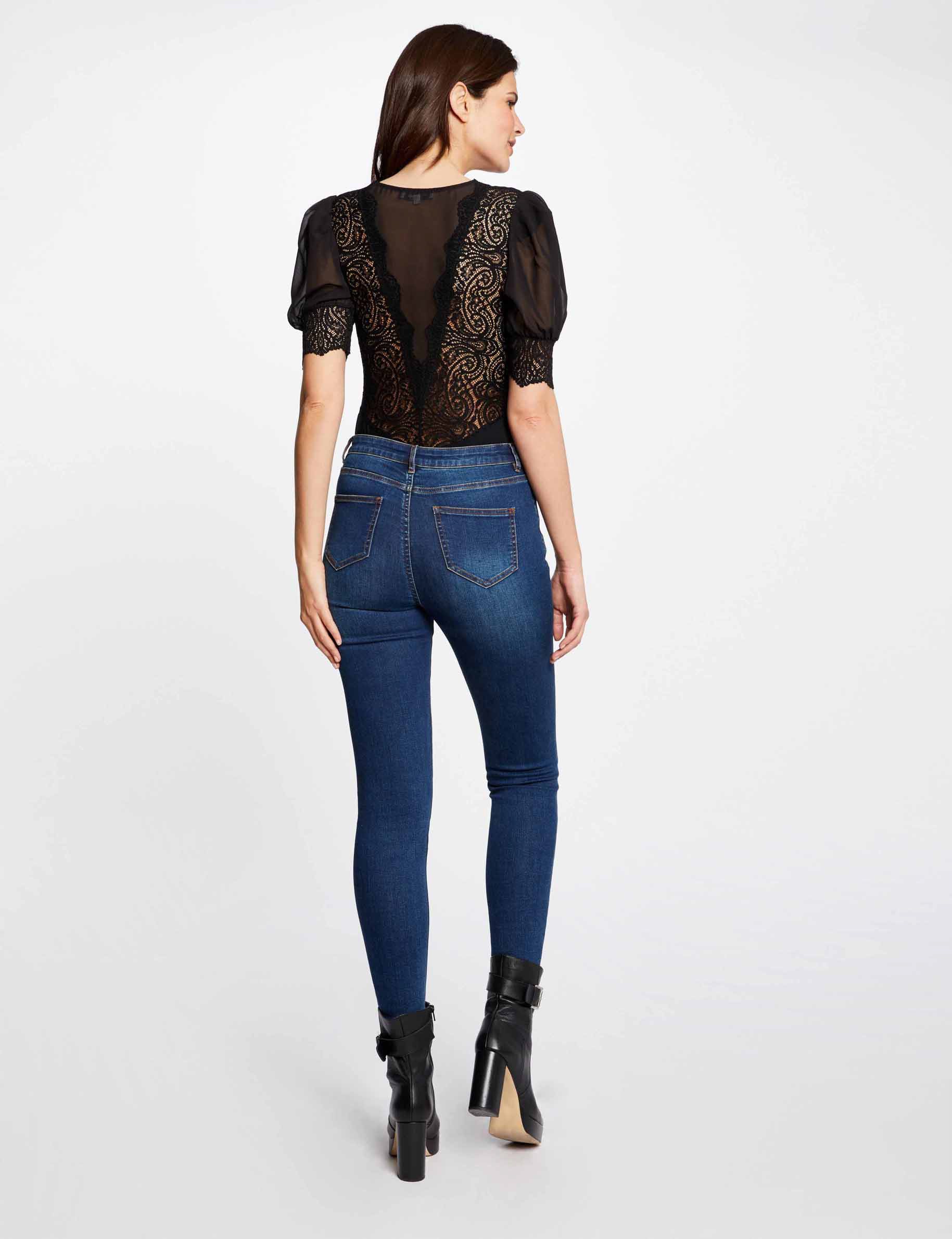 Body manches courtes à dentelle noir femme Body manches courtes à dentelle noir femme