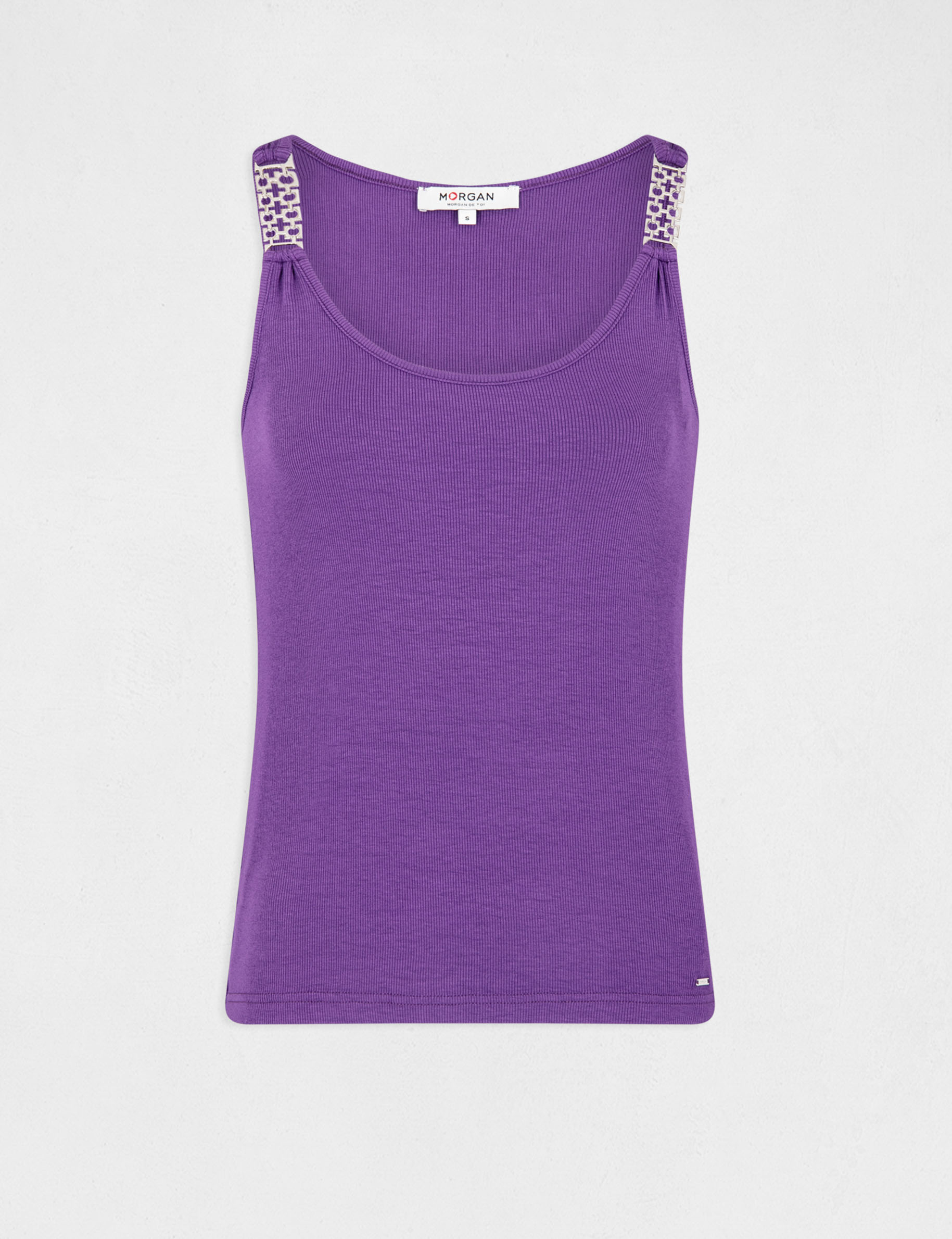 Débardeur avec bretelles à ornements violet fonce femme Débardeur avec bretelles à ornements violet fonce femme