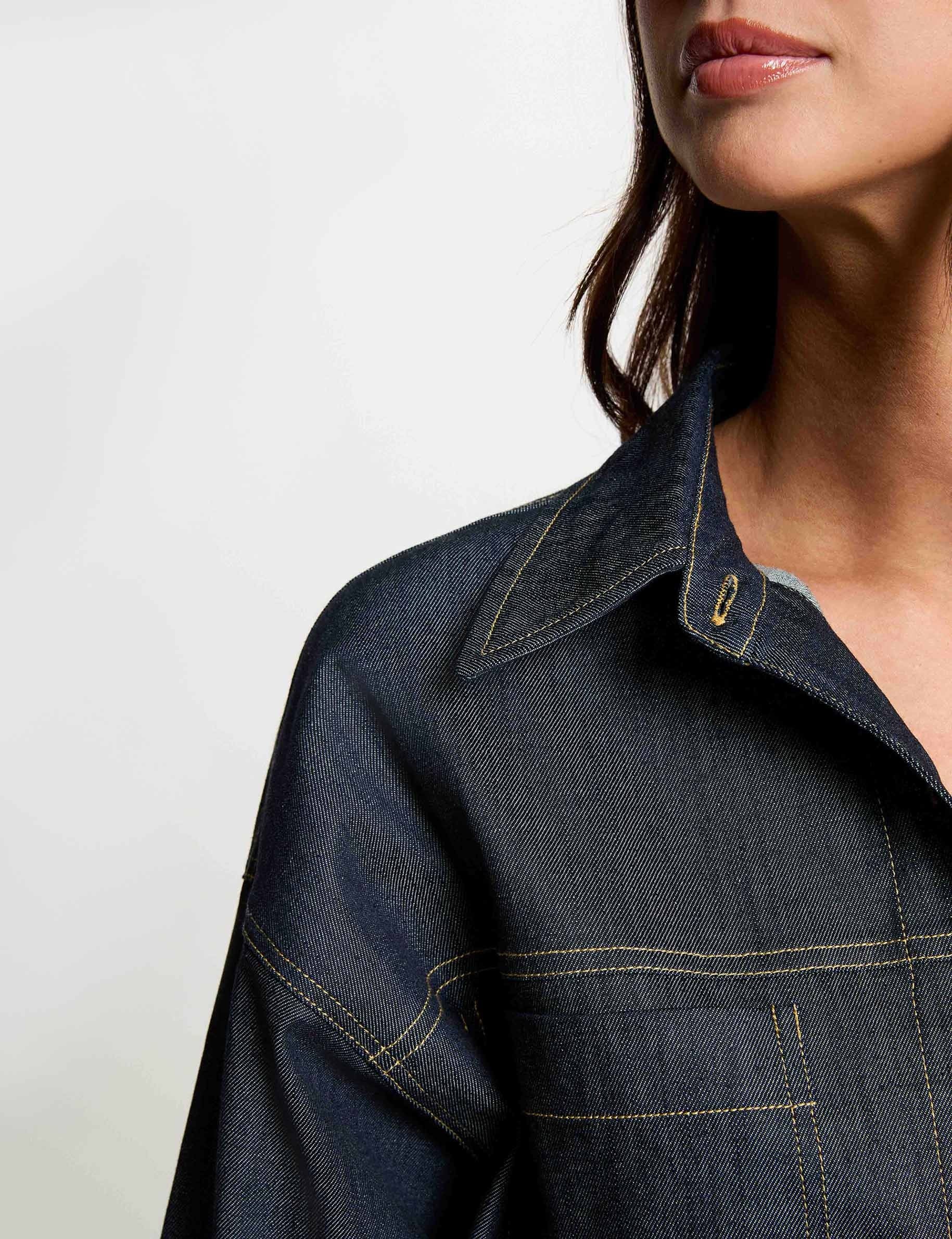 Veste jean cropped denim brut femme