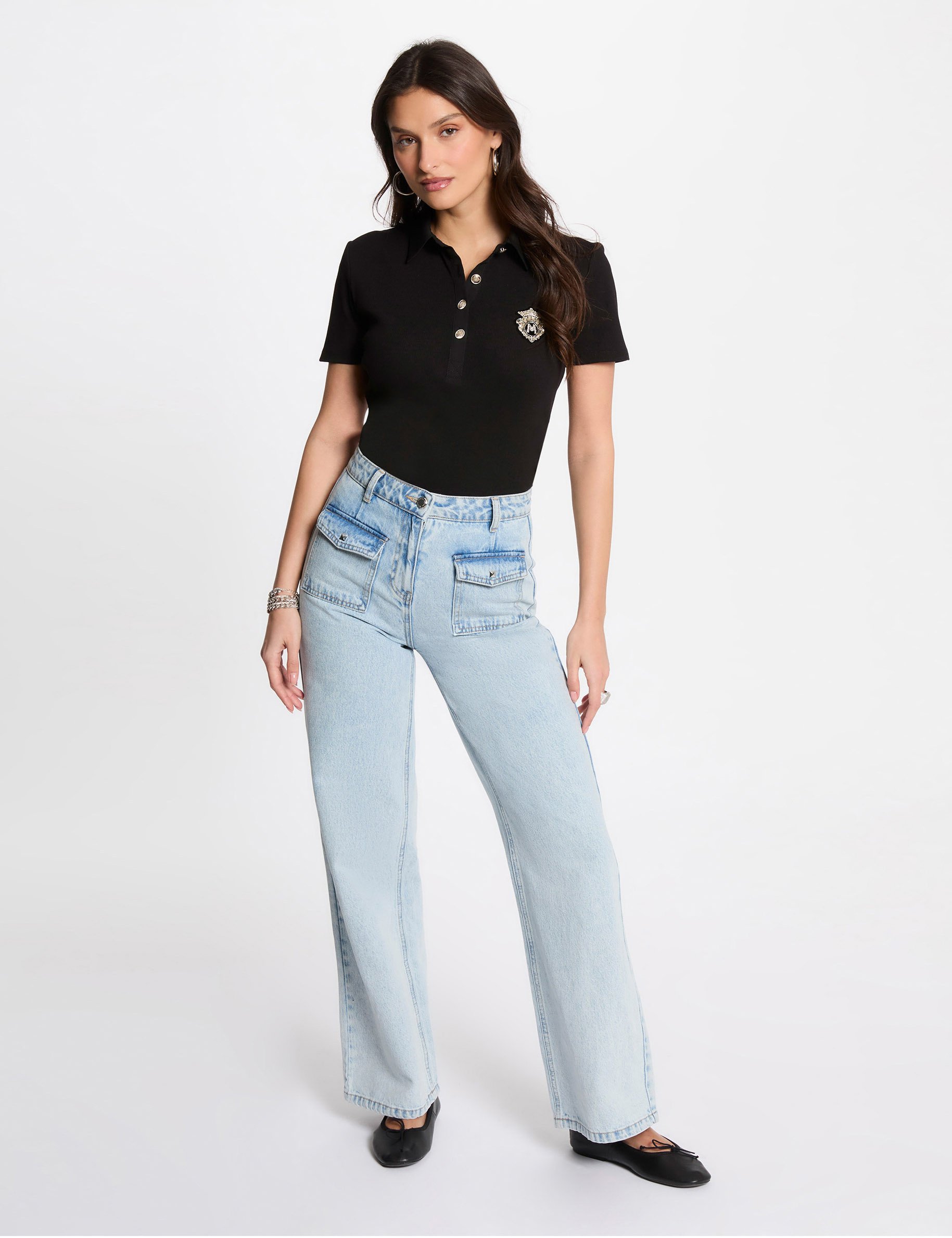 t shirt manches courtes noir femme T-shirt manches courtes noir femme