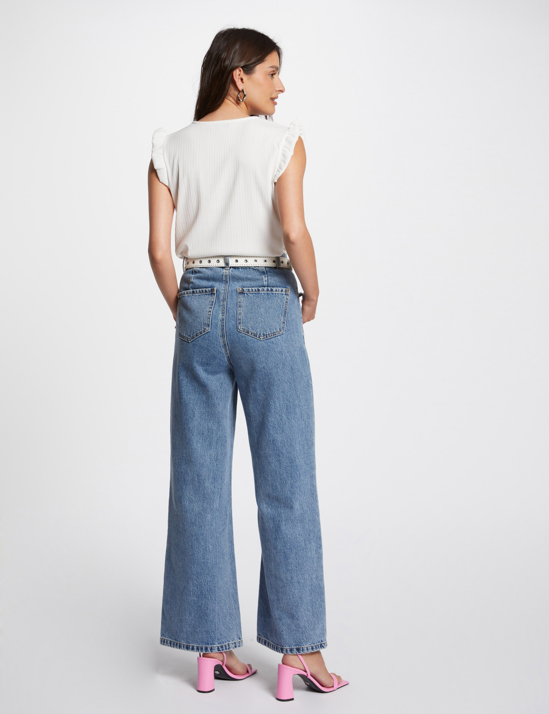 top plisse avec dentelle ivoire femme Top plissé avec dentelle ivoire femme