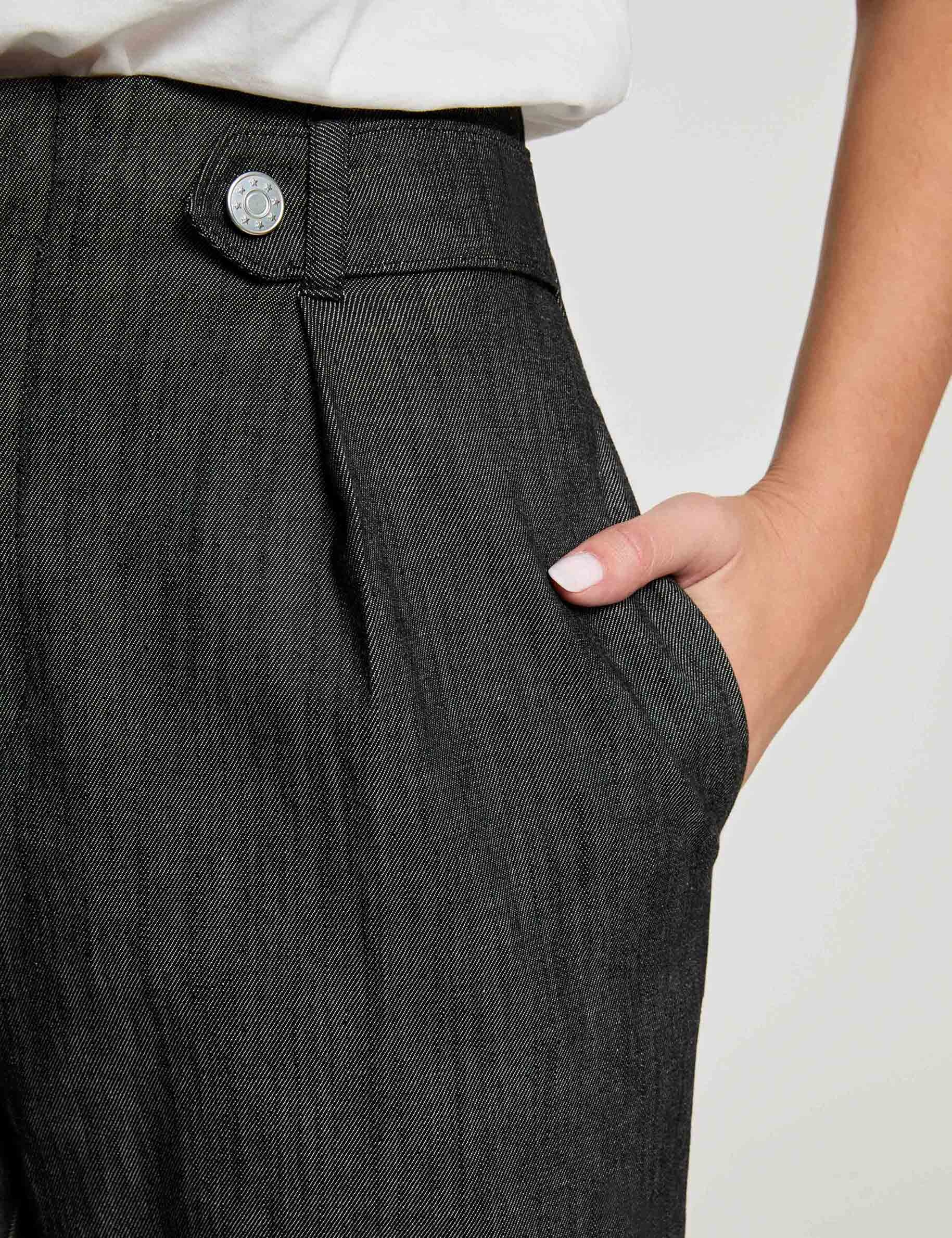 Jean droit taille haute noir femme
