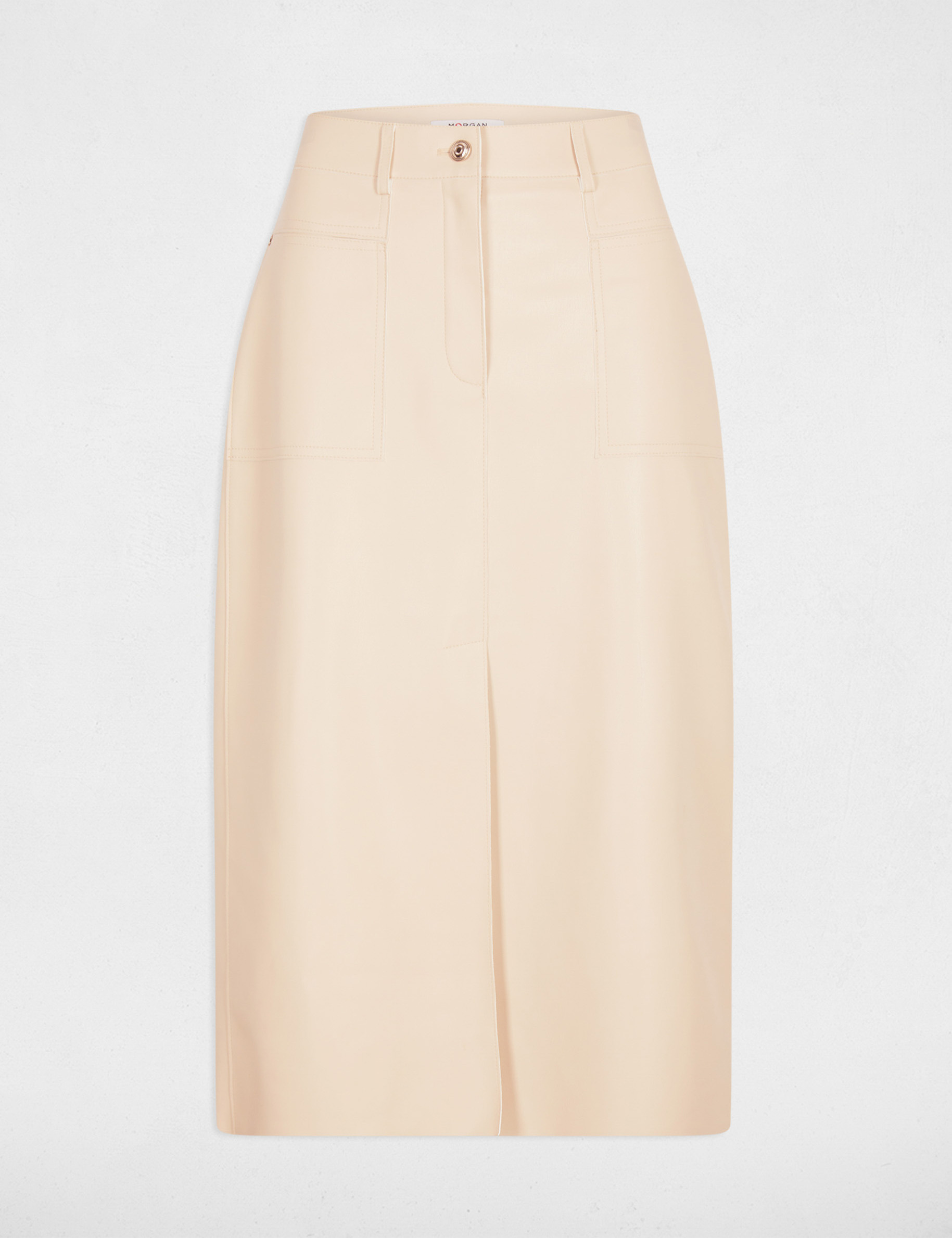 Jupe crayon ajust&eacute;e creme femme