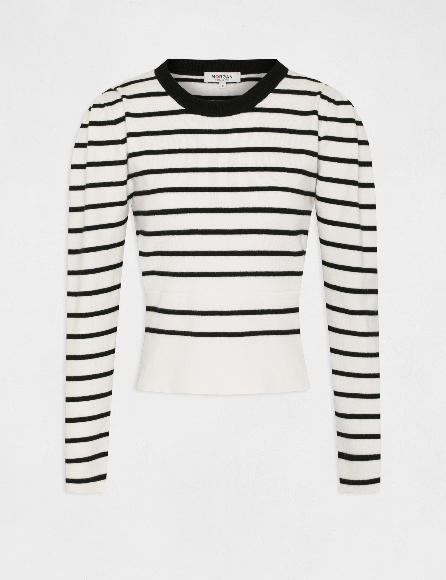 Pull manches longues à rayures ecru femme Pull manches longues à rayures ecru femme