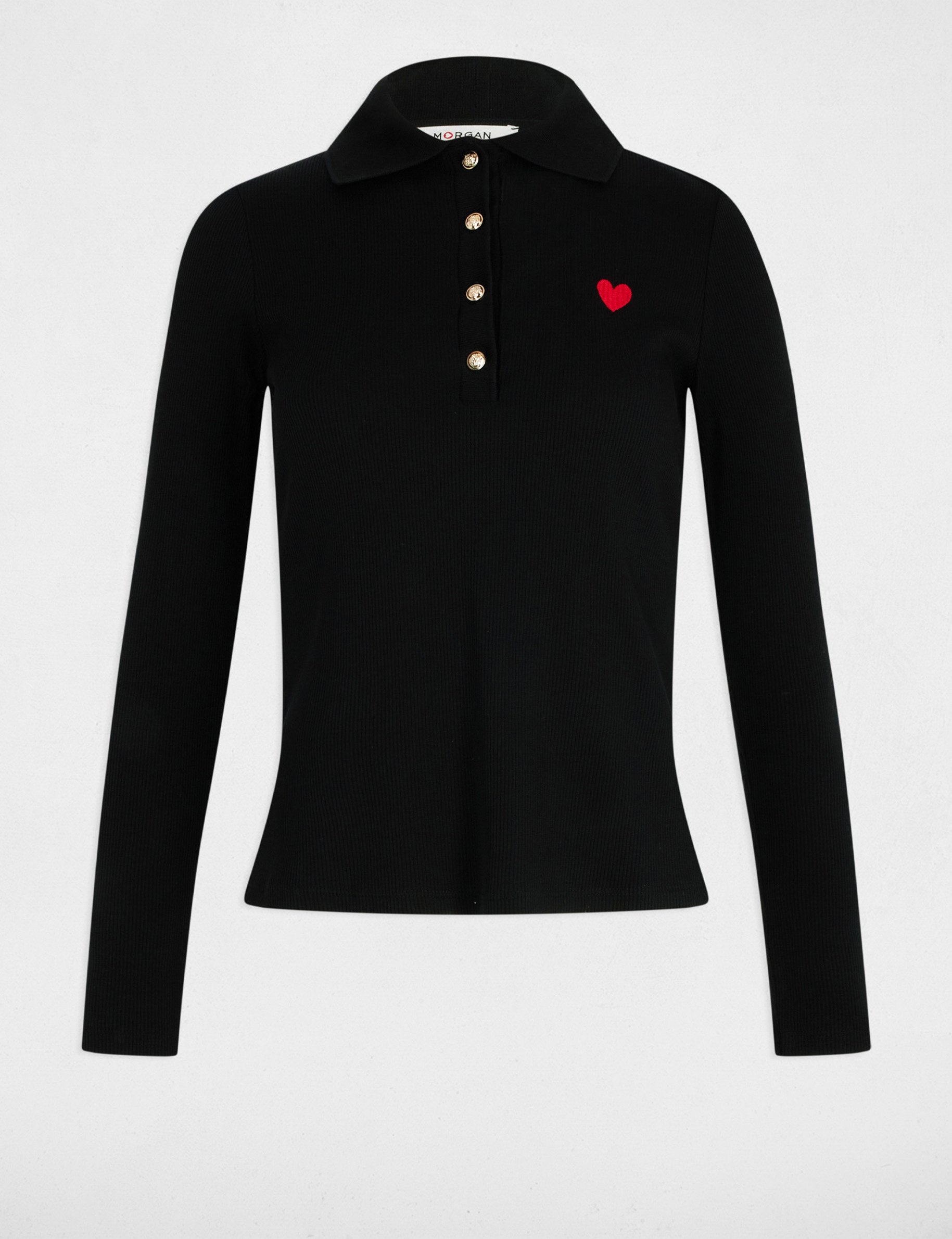 polo manches longues noir femme Polo manches longues noir femme