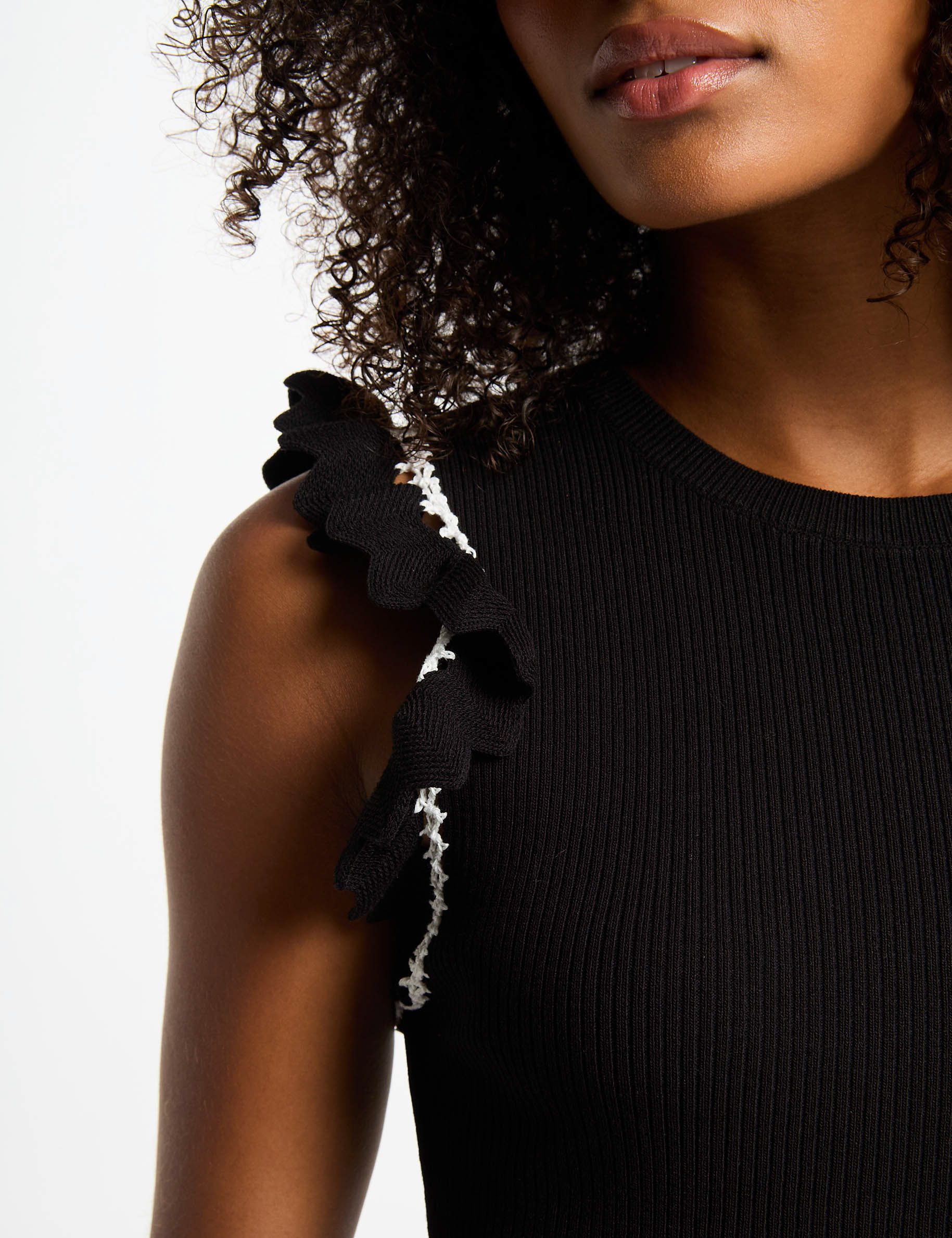 Robe tricot ajustée noir femme