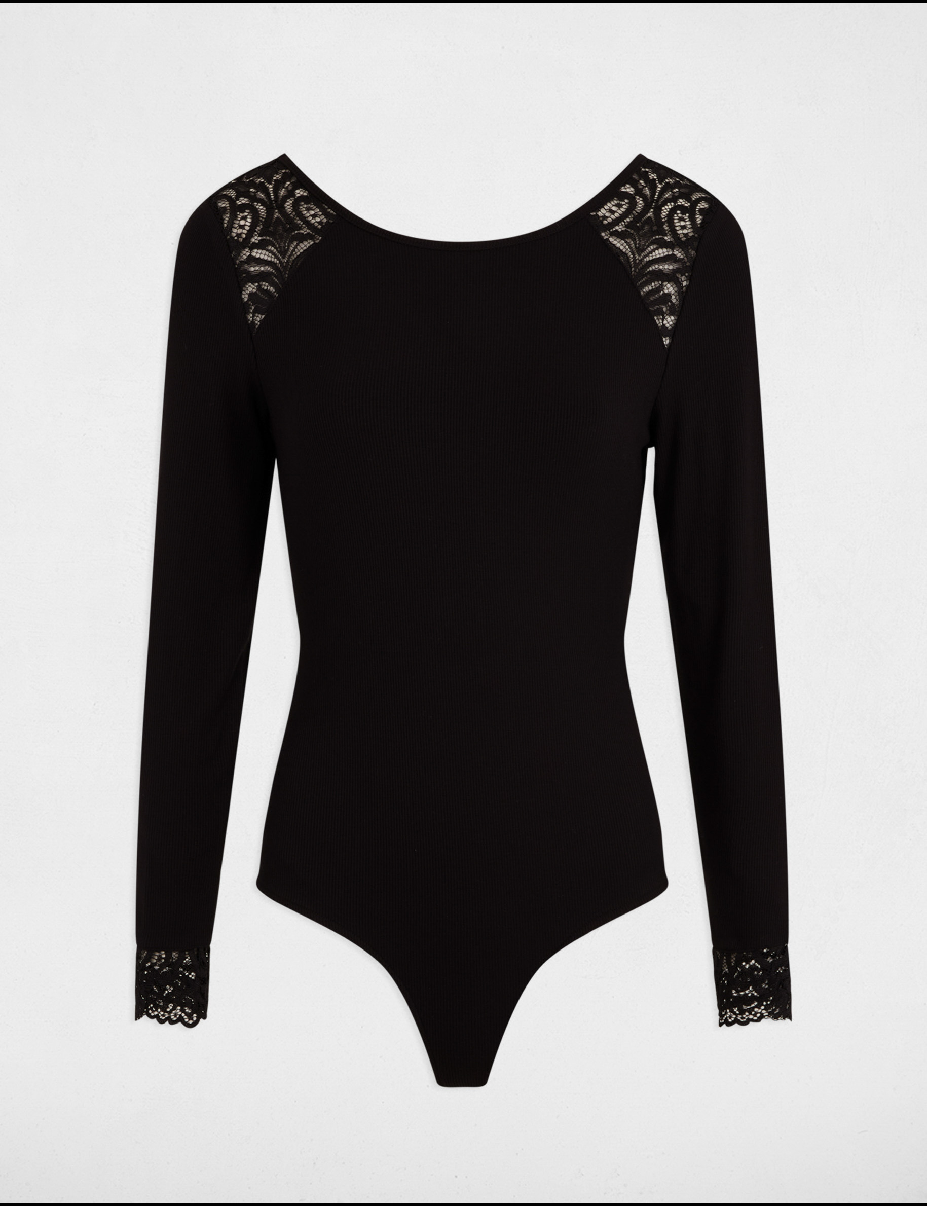 body manches longues cotele noir femme Body manches longues côtelé noir femme