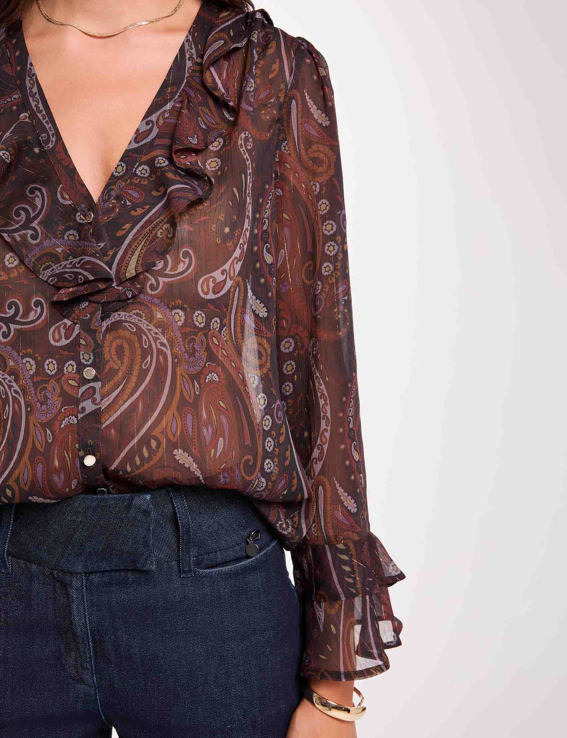 Chemise voile col v multicolore femme