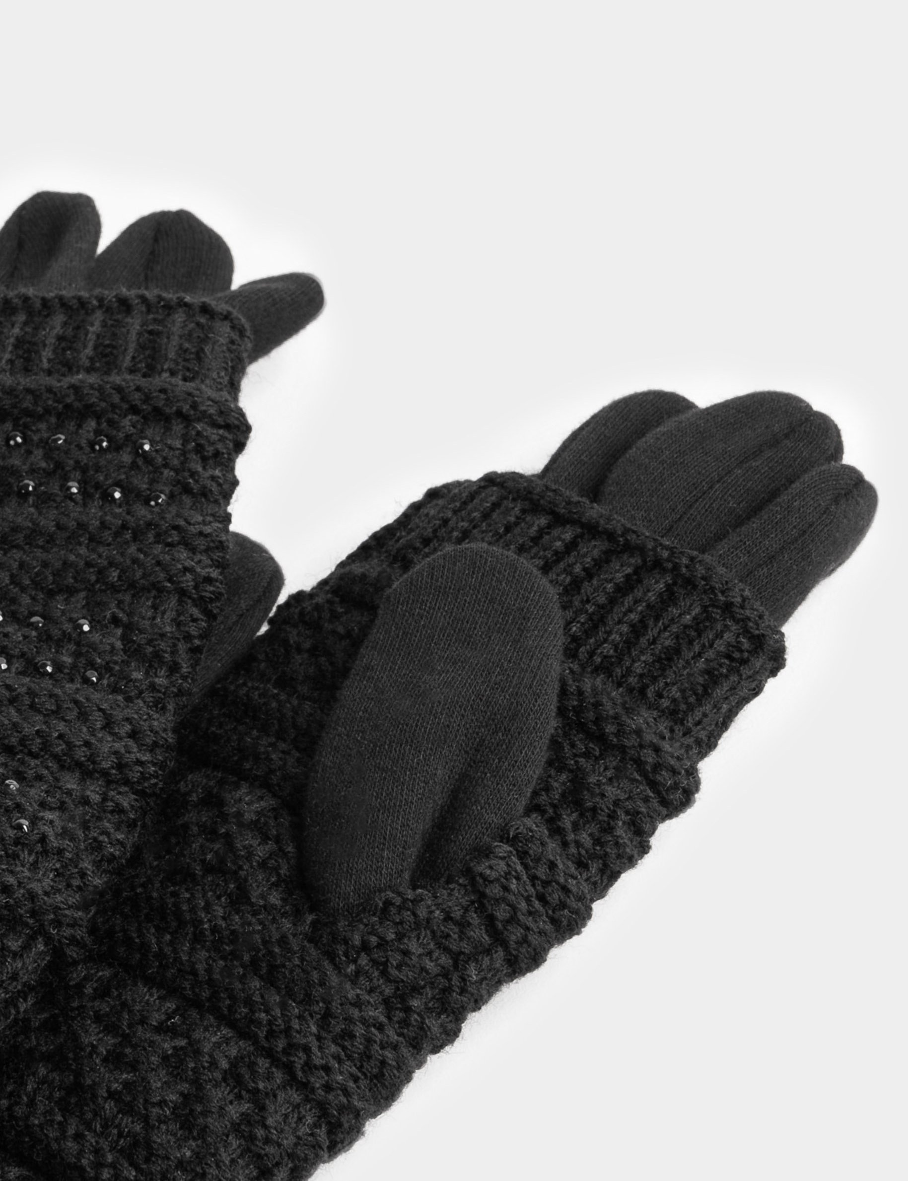 gants en maille avec strass noir femme Gants en maille avec strass noir femme