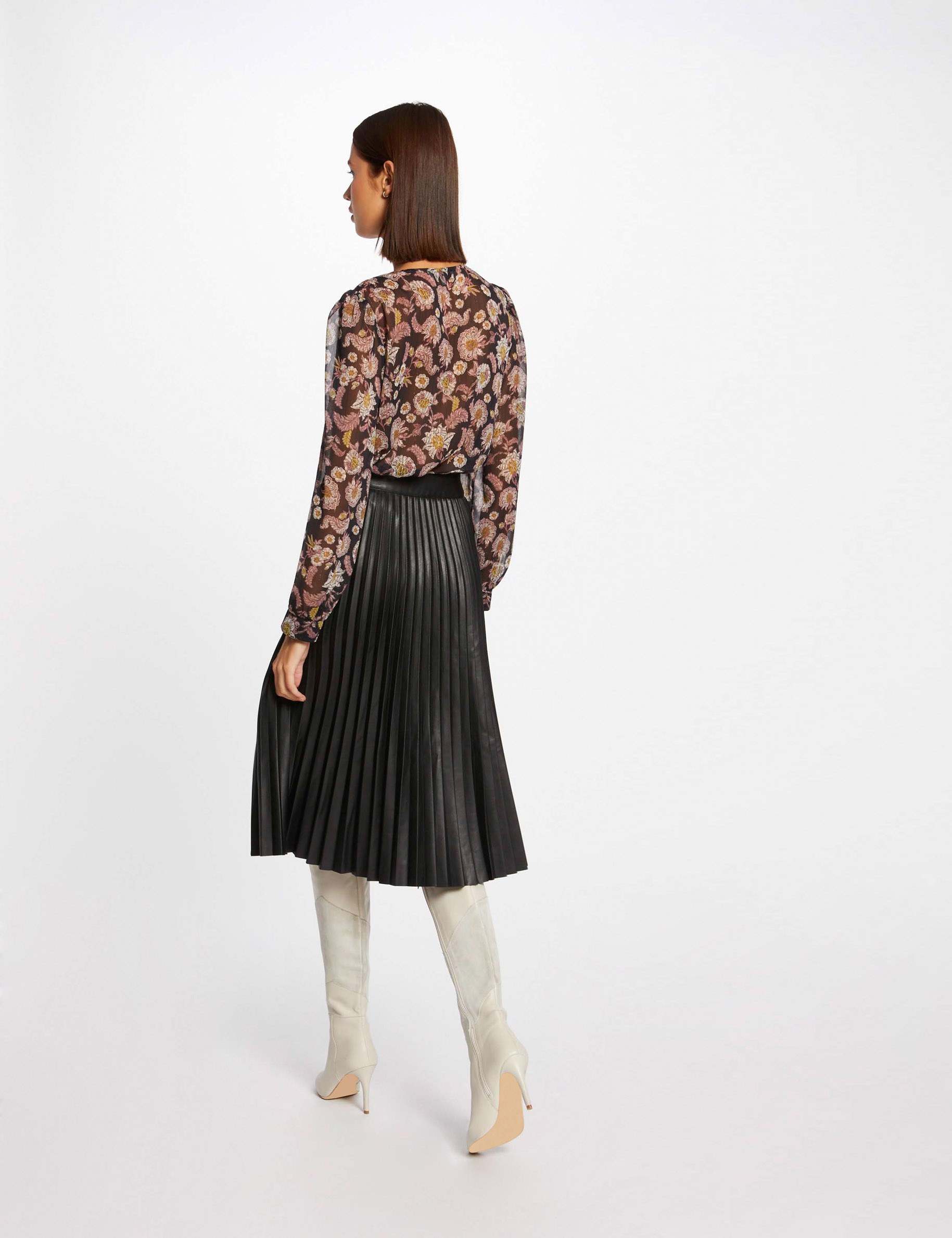 Chemisier Oscar De La Renta Noir Et Marron - Imprimé Floral, Manches Longues, Taille S, Excellent état