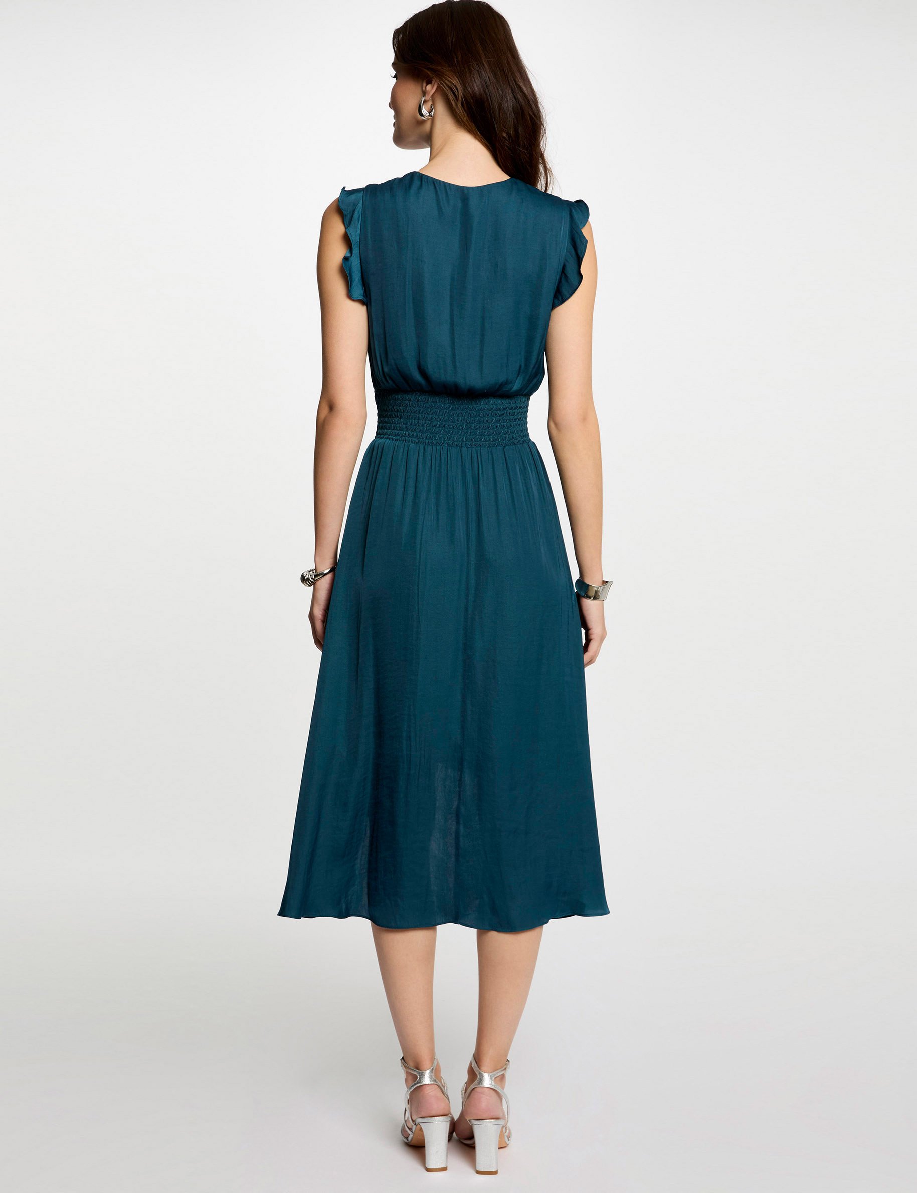 robe droite fluide sans manches bleu petrole femme Robe droite fluide sans manches bleu pétrole femme