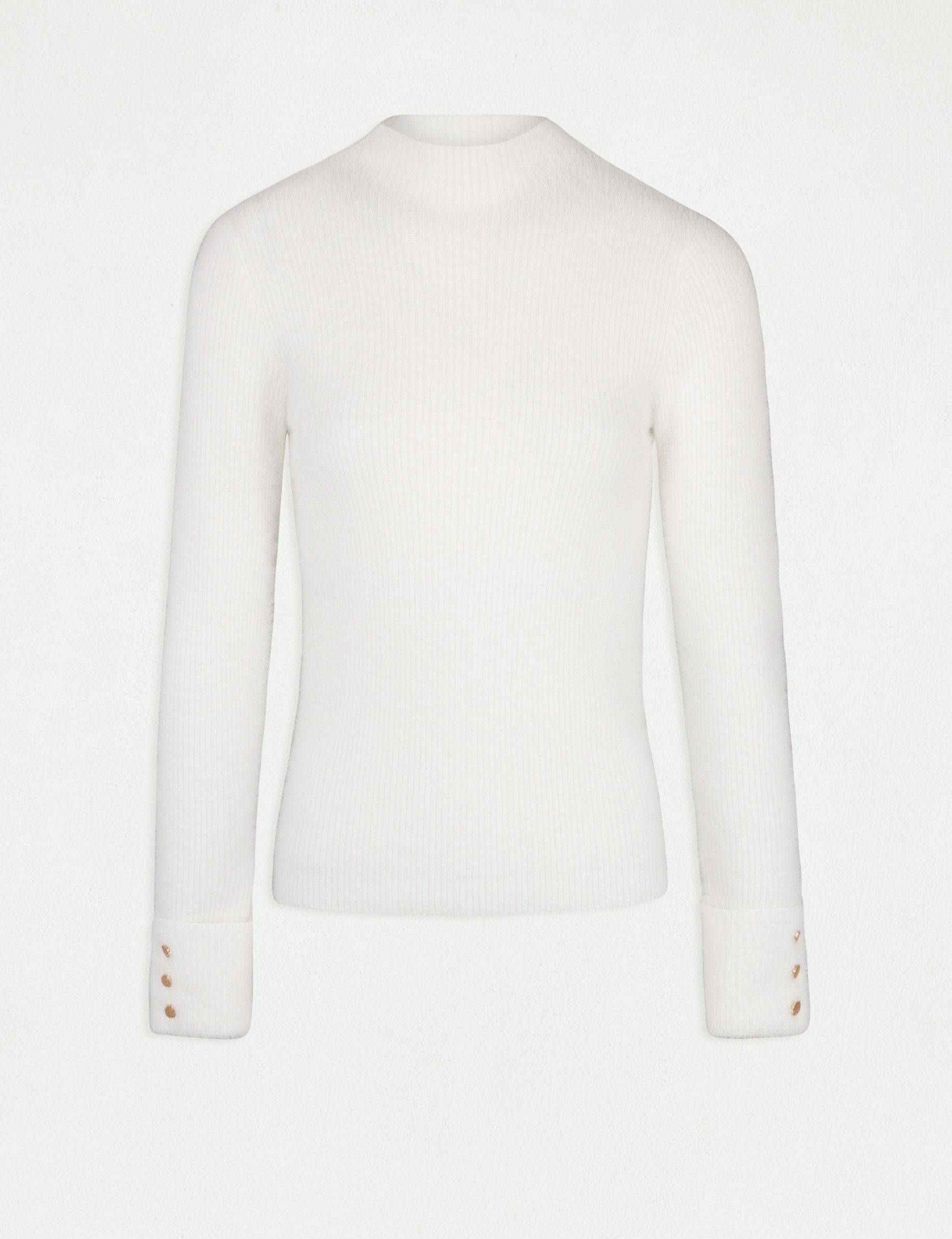 Pull manches longues maille duveteuse ecru femme Pull manches longues maille duveteuse ecru femme