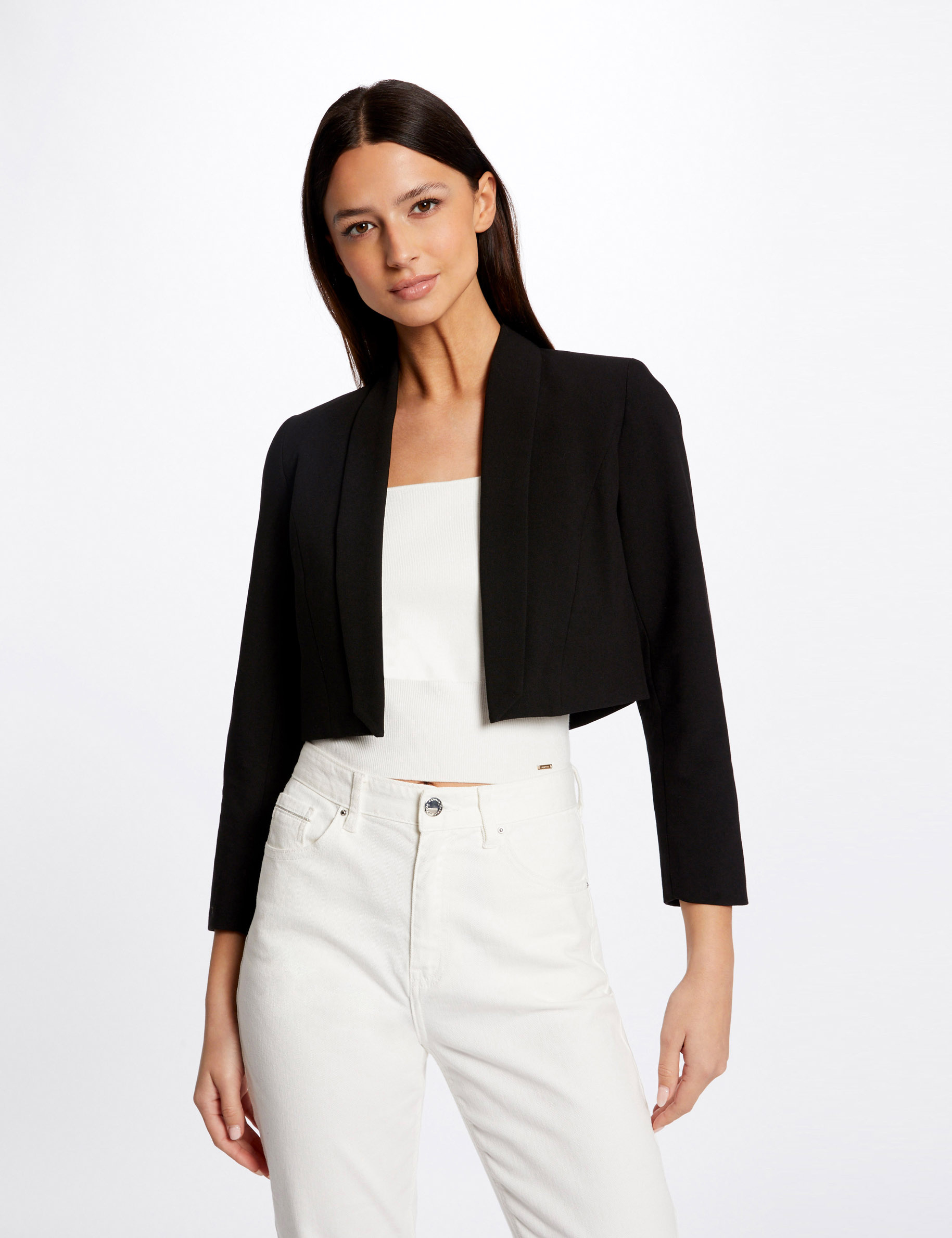 Veste boléro droite manches 3/4 noir femme Veste boléro droite manches 3/4 noir femme