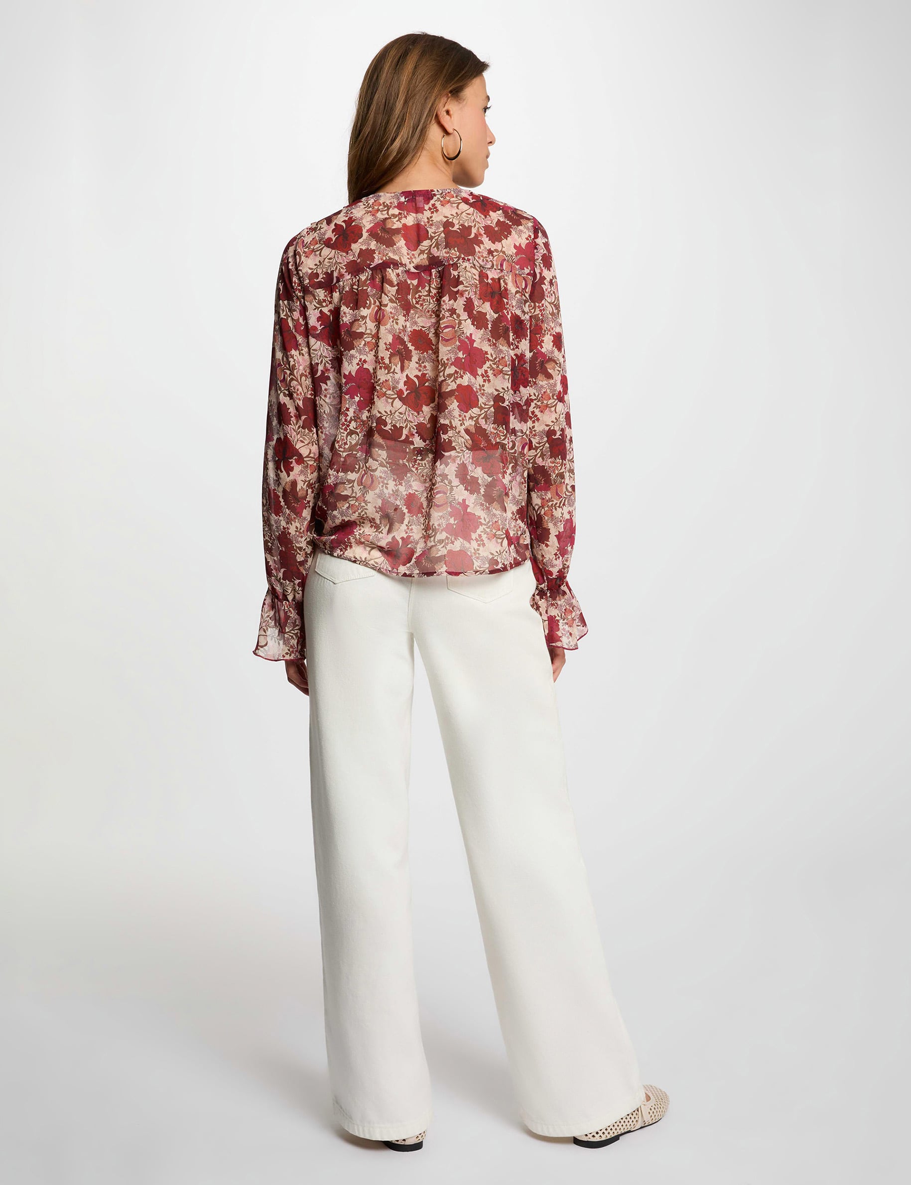 Chemise voile col v multicolore femme