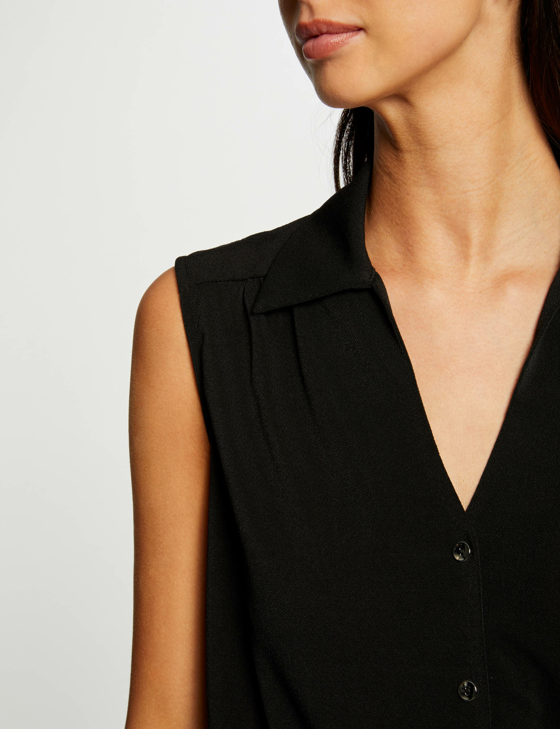 blouse sans manches nouee noir femme Blouse sans manches nouée noir femme