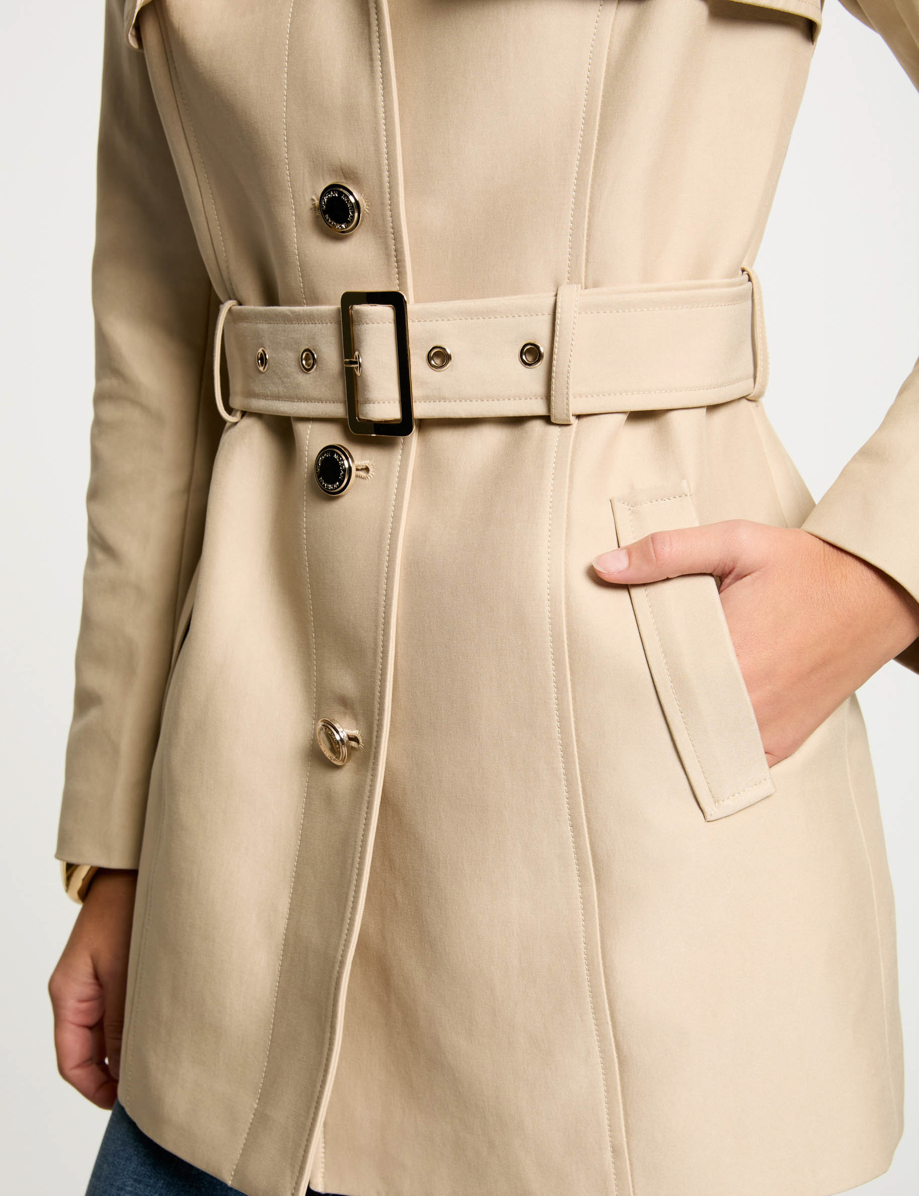 trench mi long ceinture sable femme Trench mi-long ceinturé sable femme