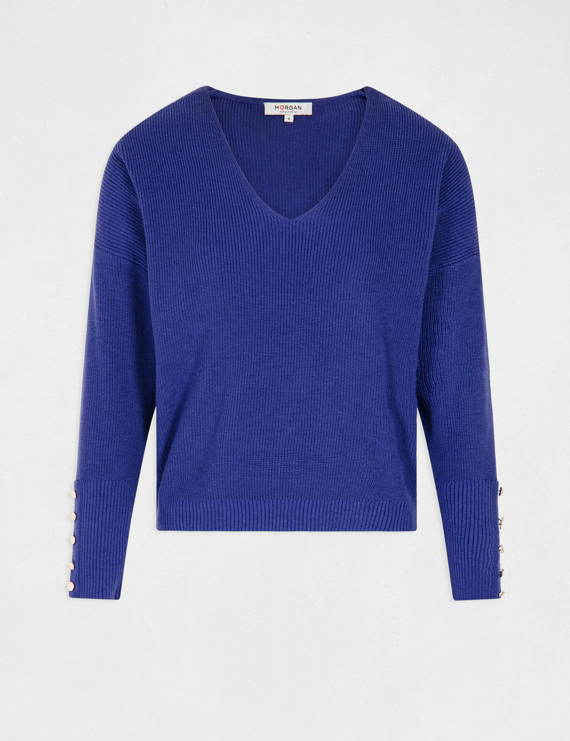 Pull manches longues à col en V violet femme Pull manches longues à col en V violet femme
