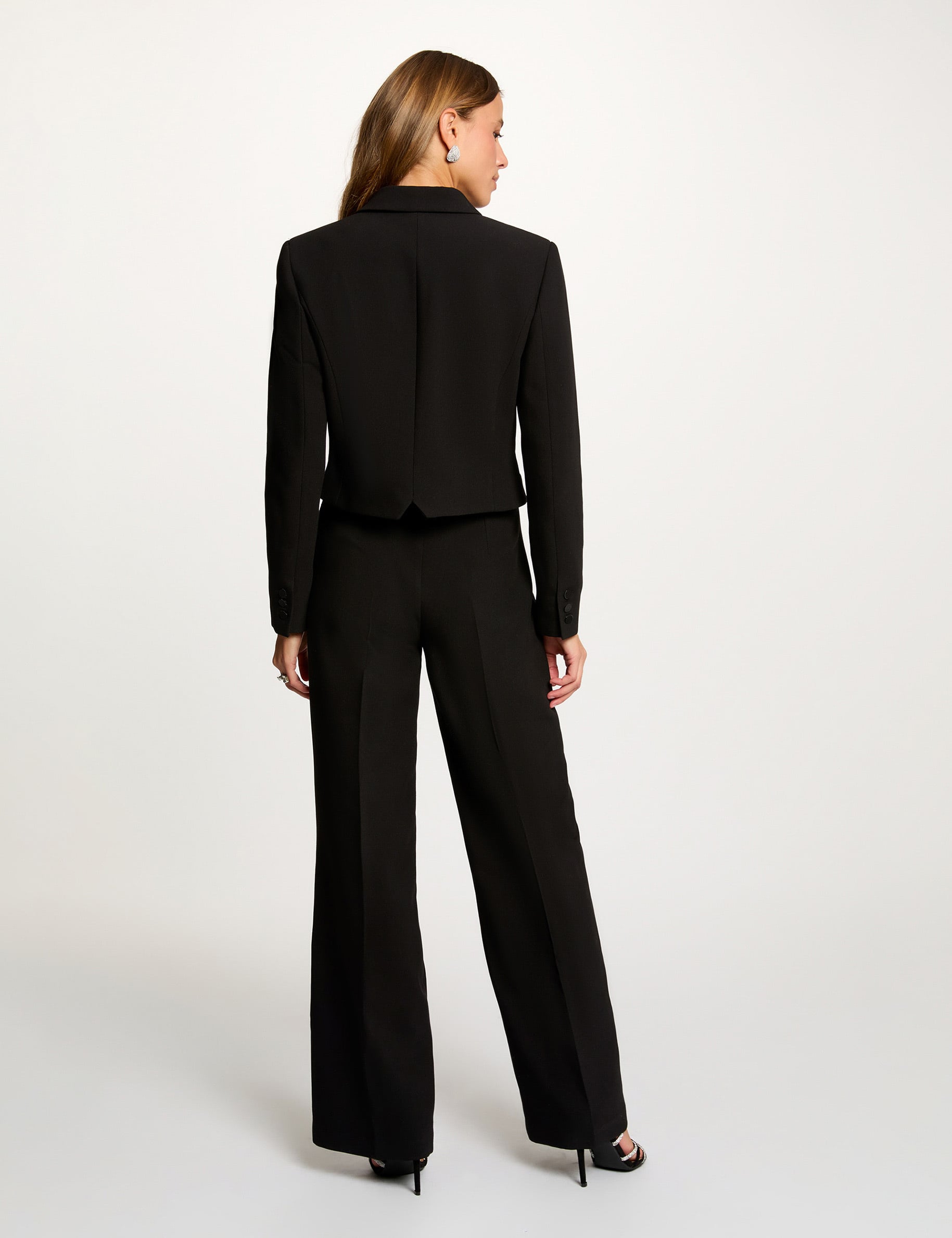 Veste courte cache-coeur noir femme