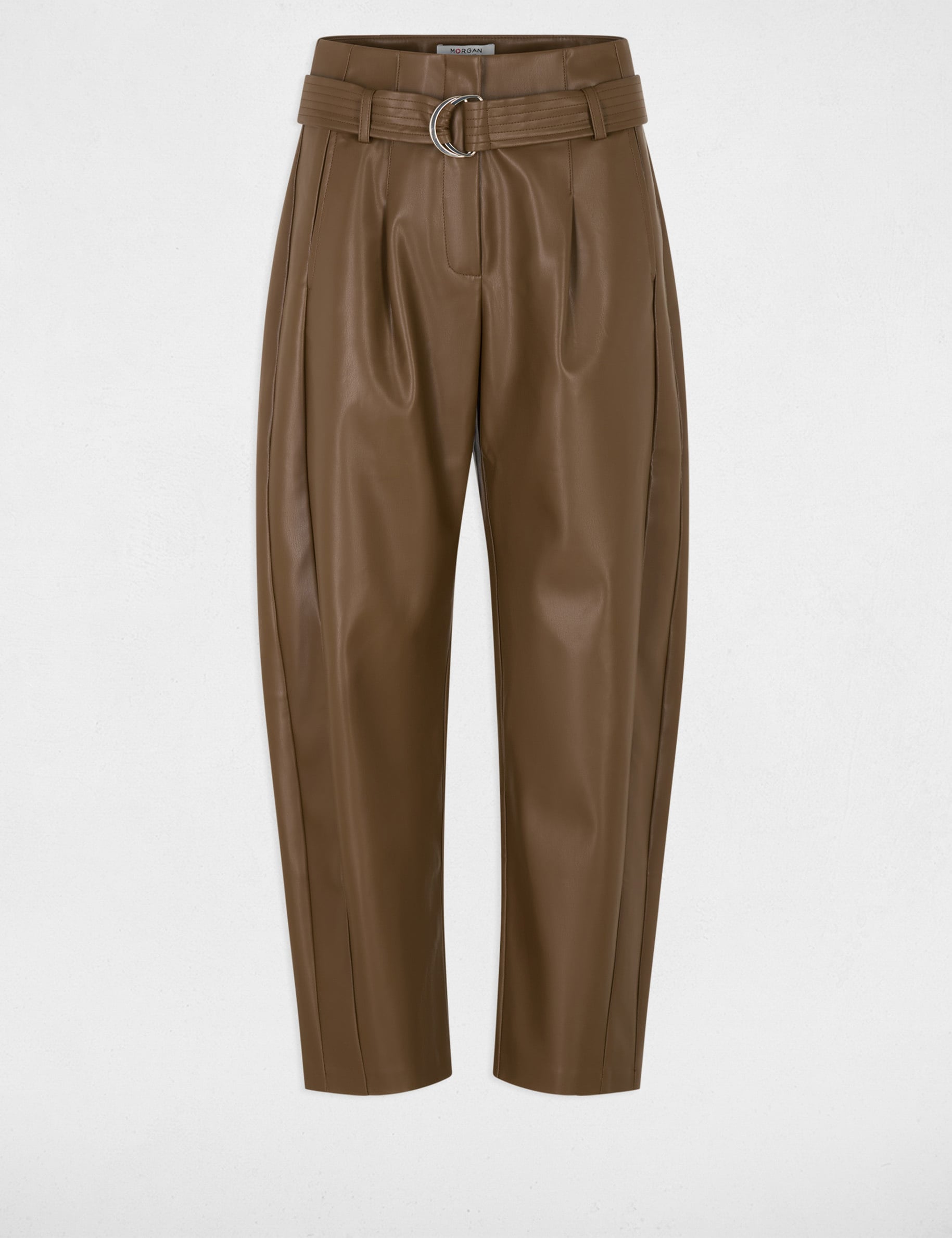 Pantalon large taille haute vert kaki femme