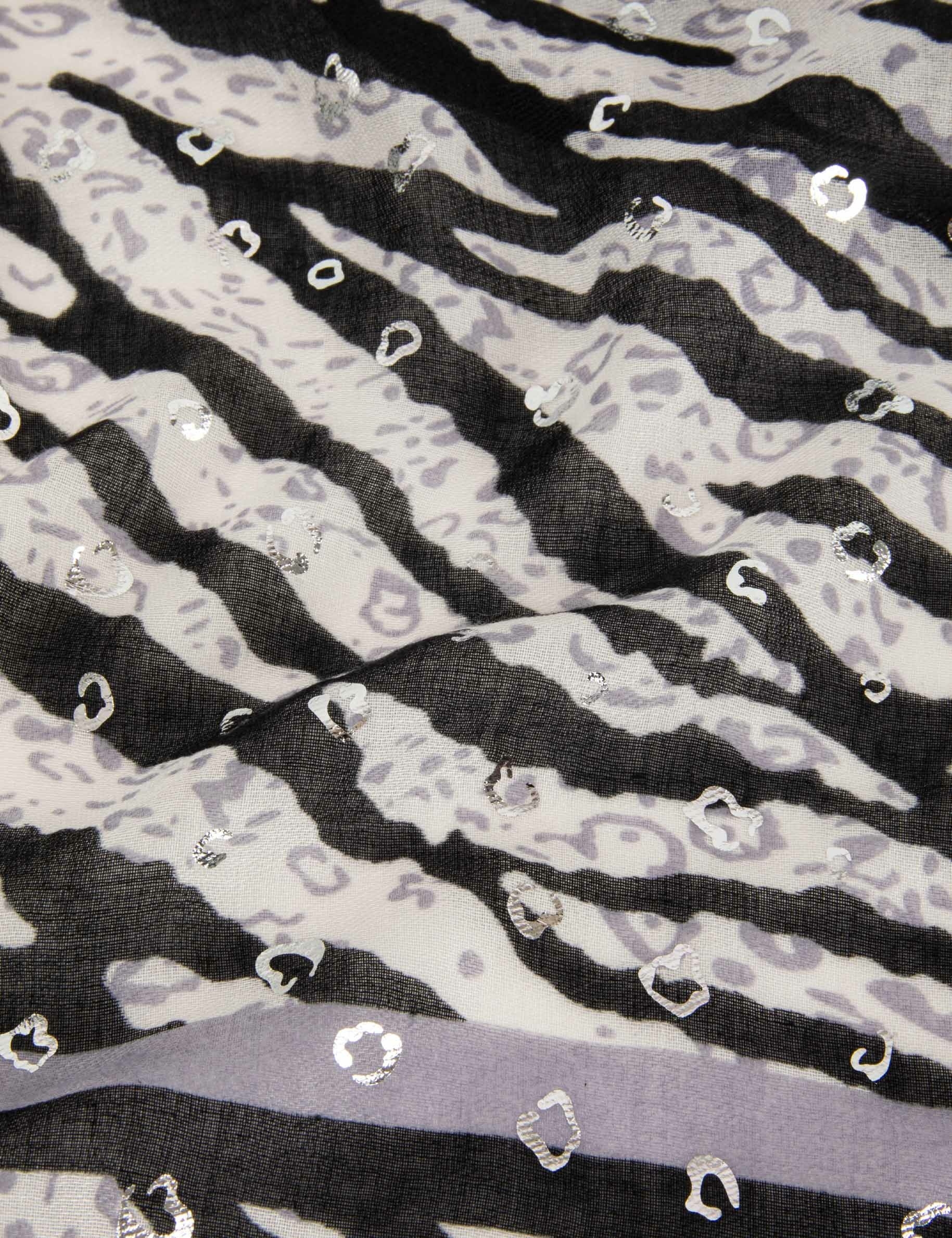 Foulard / Écharpe Femme Noir & Gris Imprimé - Viscose - Occasion Très Bon état