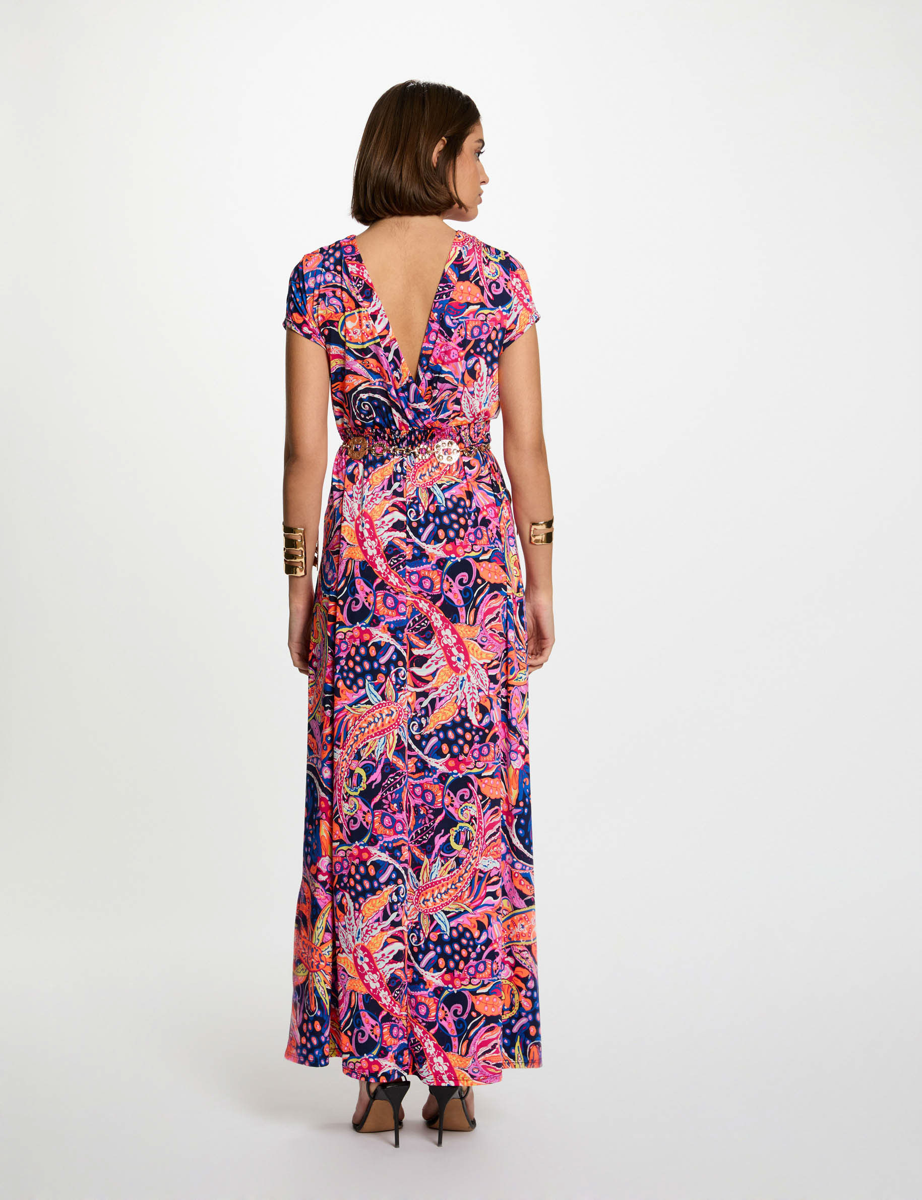 robe longue droite imprimee multicolore femme Robe longue droite imprimée multicolore femme