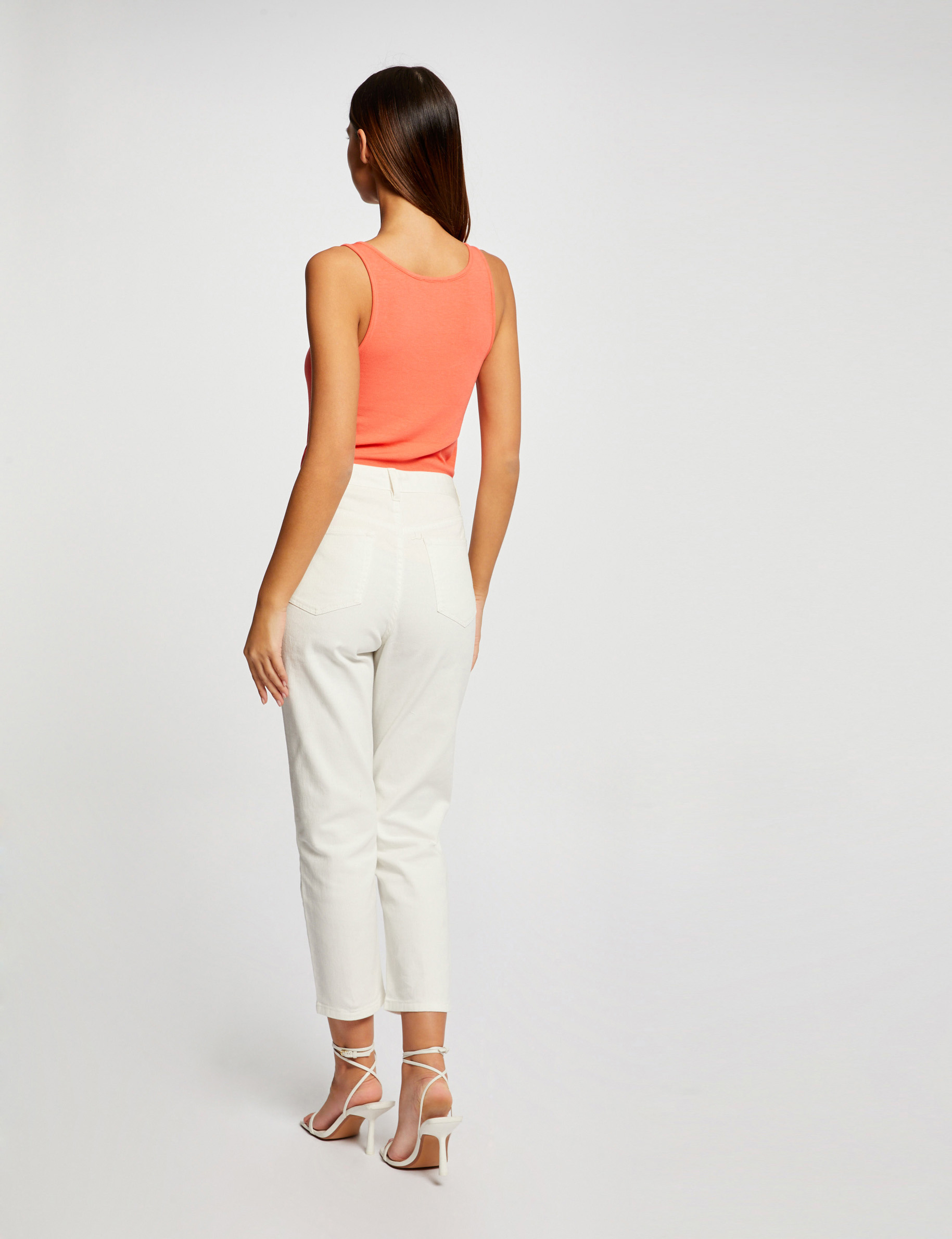 Débardeur avec bretelles à ornements orange femme Débardeur avec bretelles à ornements orange femme