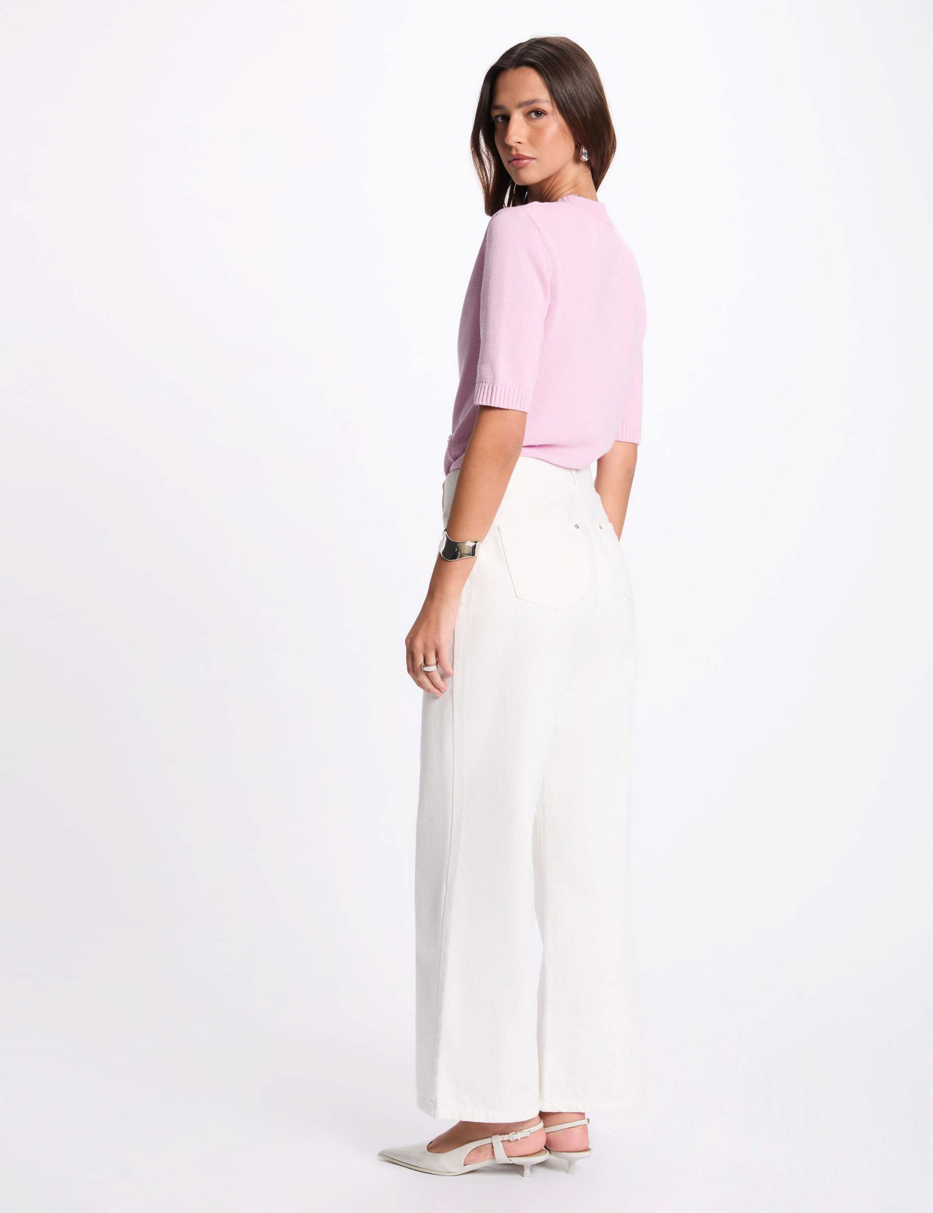 Pastel Gilet Couleur Gilet Manches 3/4 Rose Pastel Femme Morgan