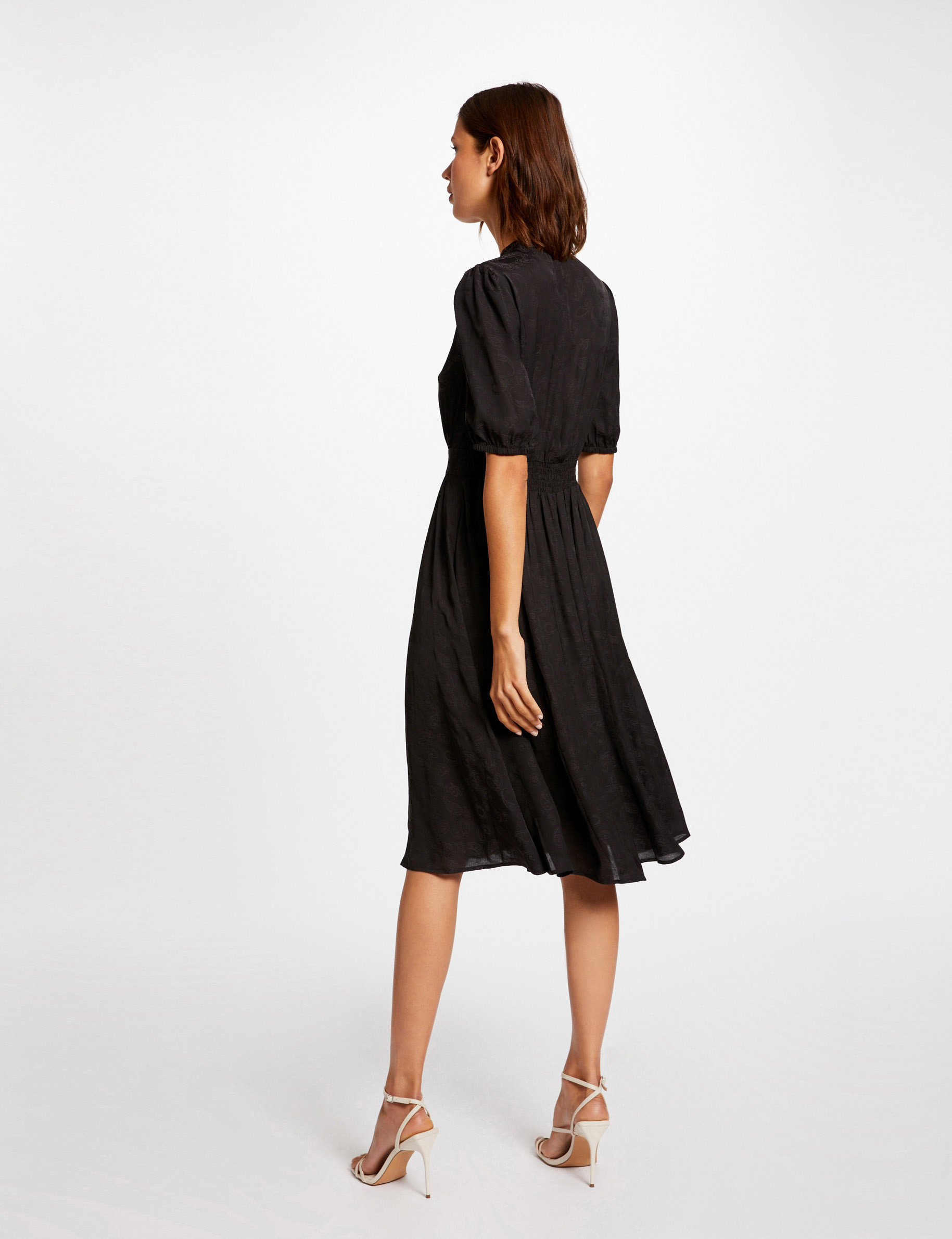 Robe droite imprimé cachemire noir femme