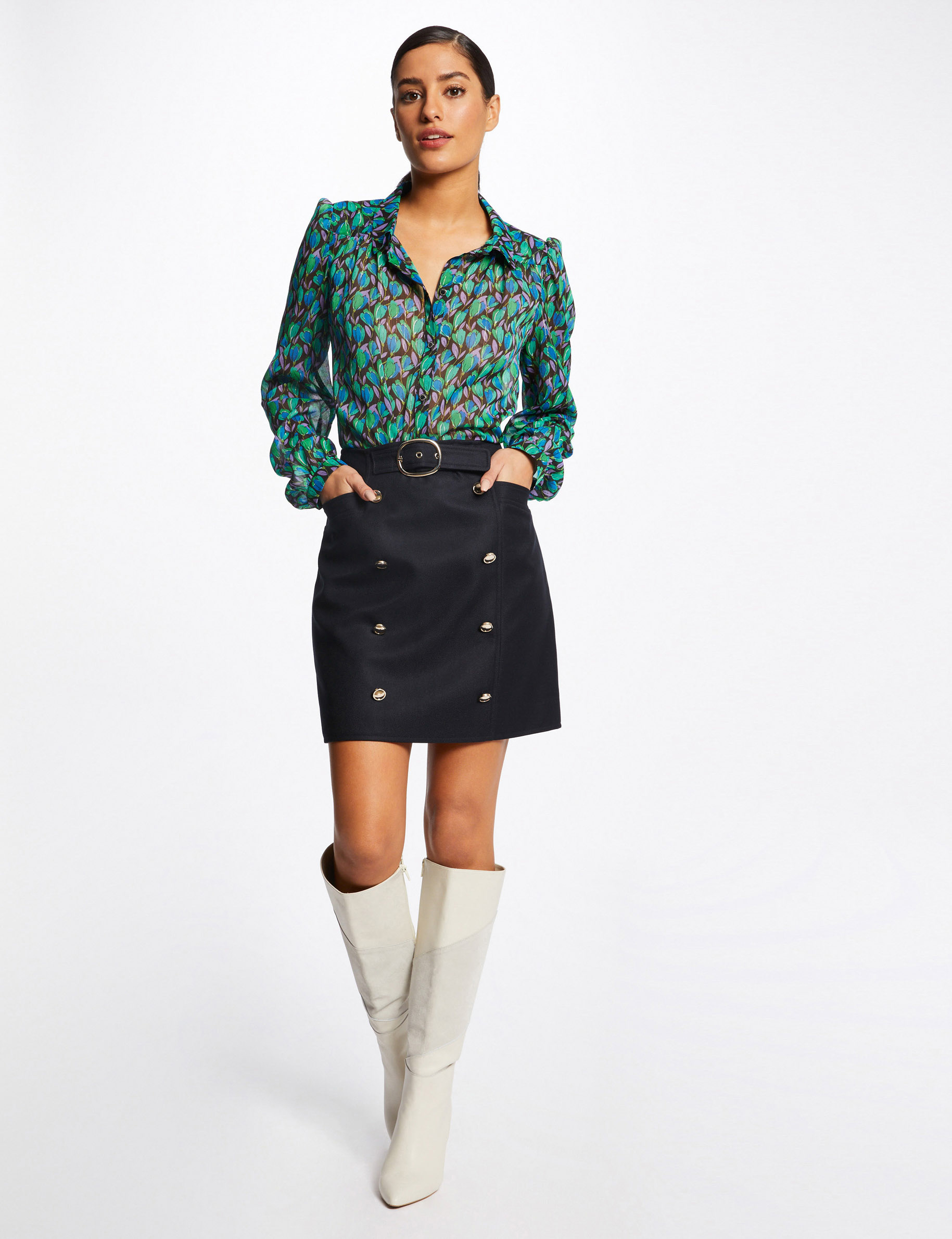 Chemise manches longues imprimé floral multico femme Chemise manches longues imprimé floral multico femme