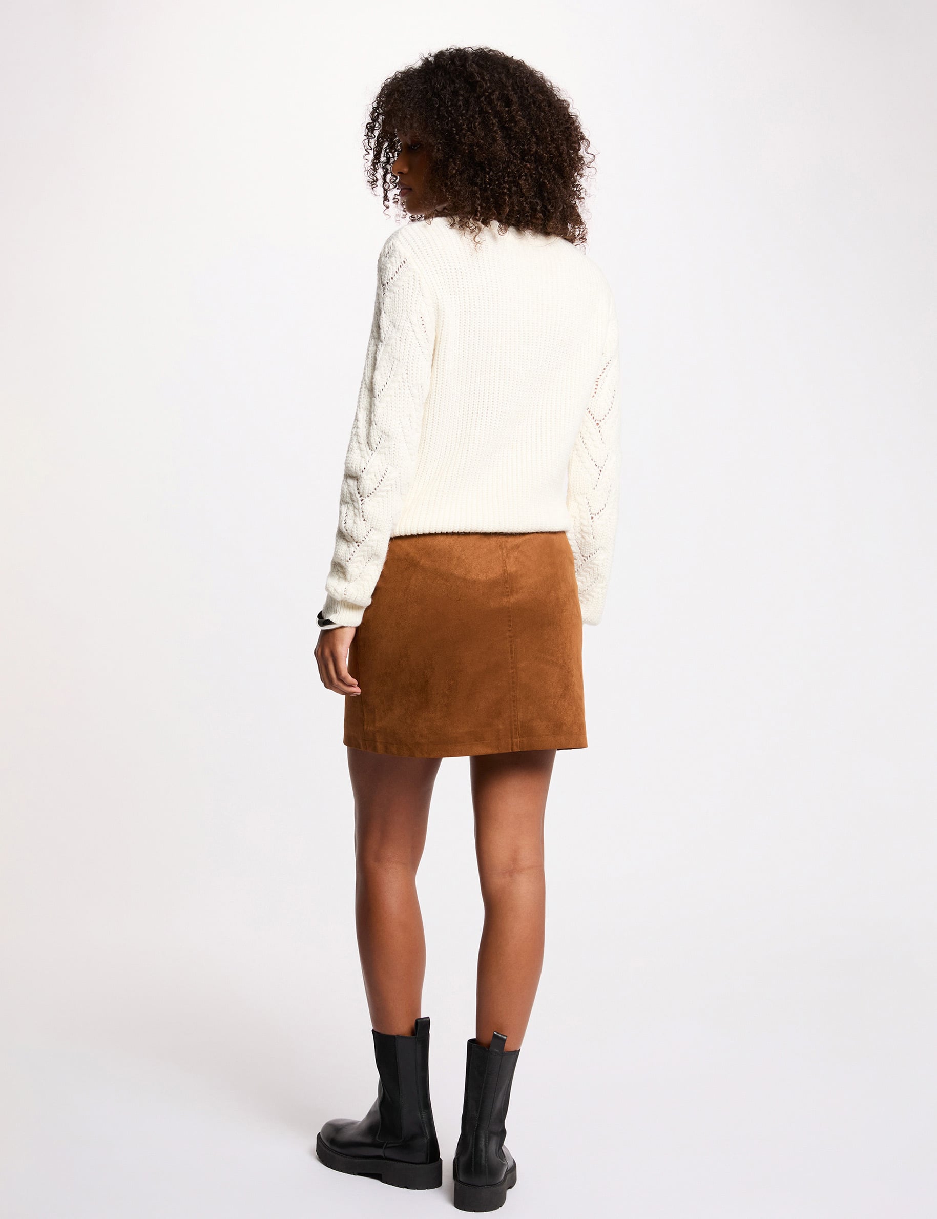 DESIGN - Mini-jupe ultra courte en similicuir - Marron délavé