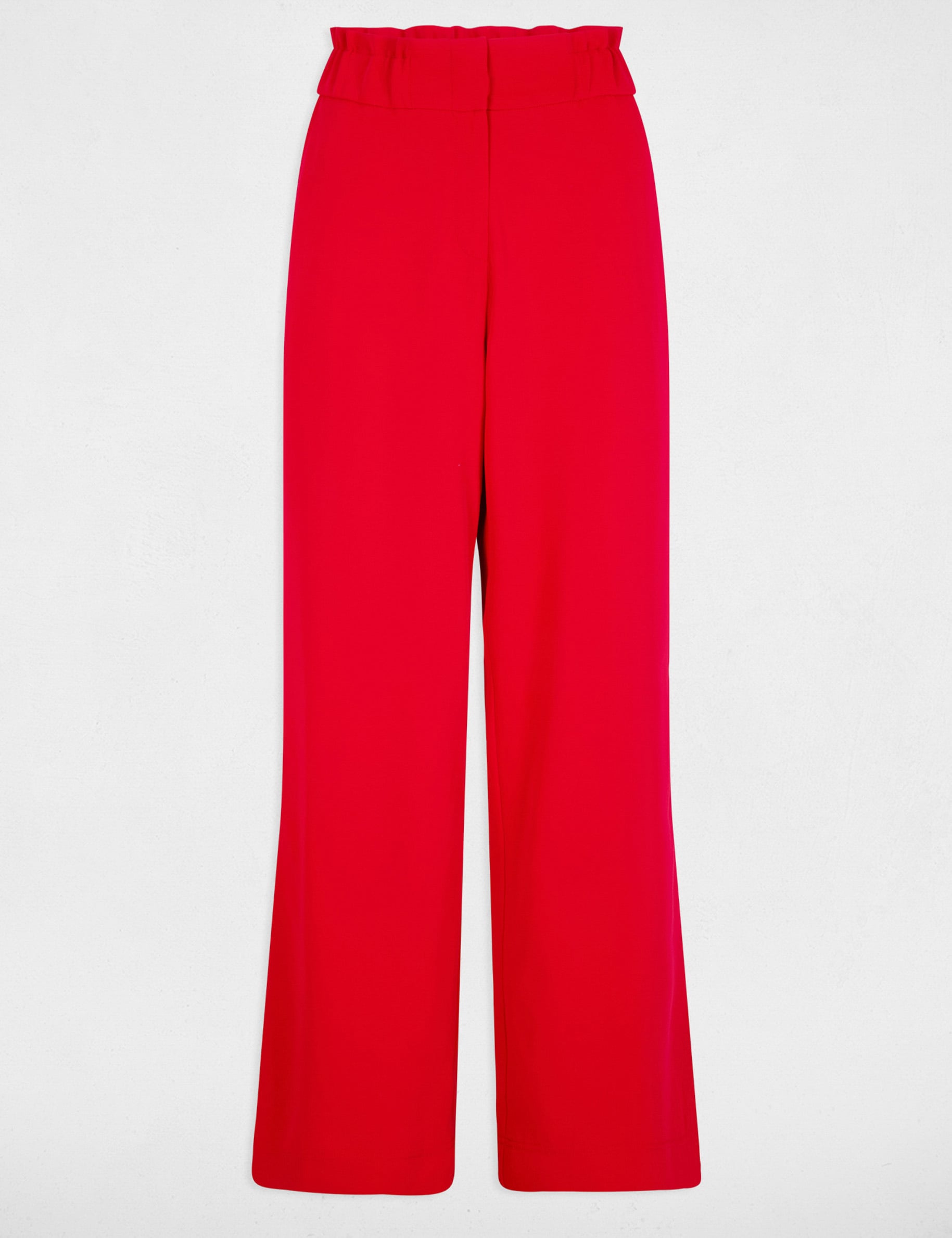Pantalon large taille haute rouge femme